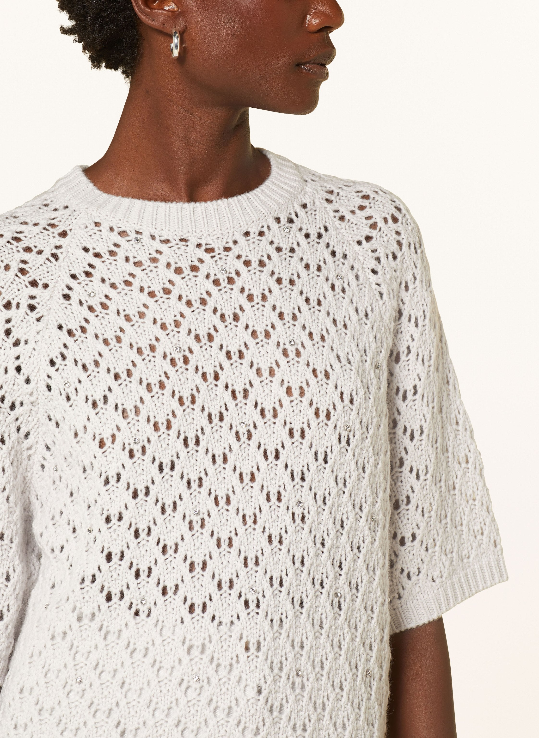 Strick-Shirt mit Cashmere und Schmucksteinen