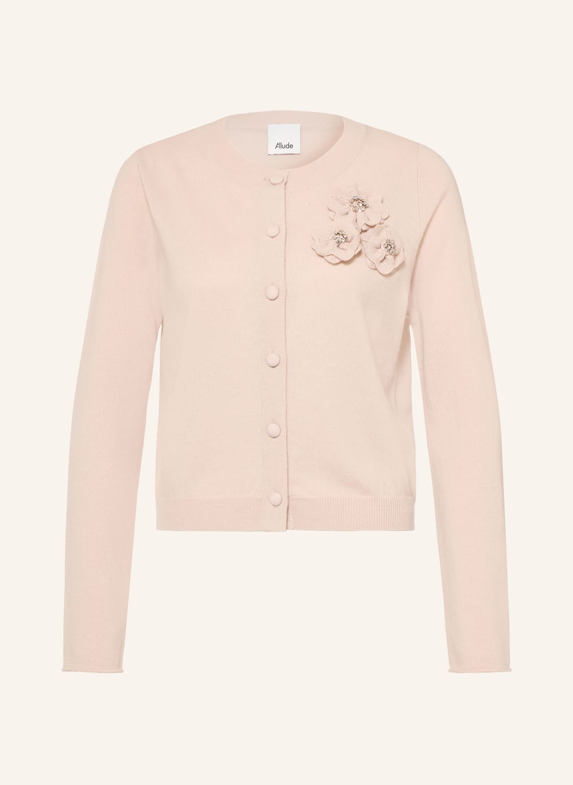 Strickjacke mit Cashmere und Schmucksteinen
