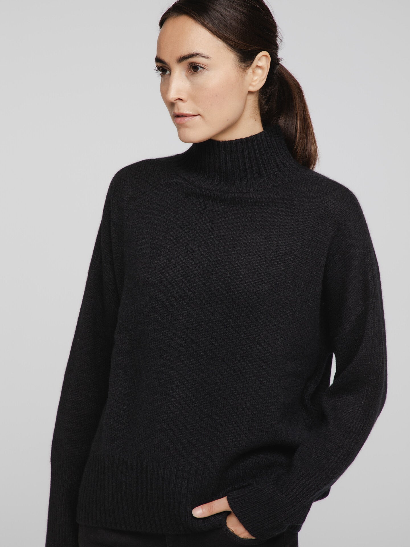 Repeat Breuninger Rollkragenpullover Schwarz Cashmere Cashmere
