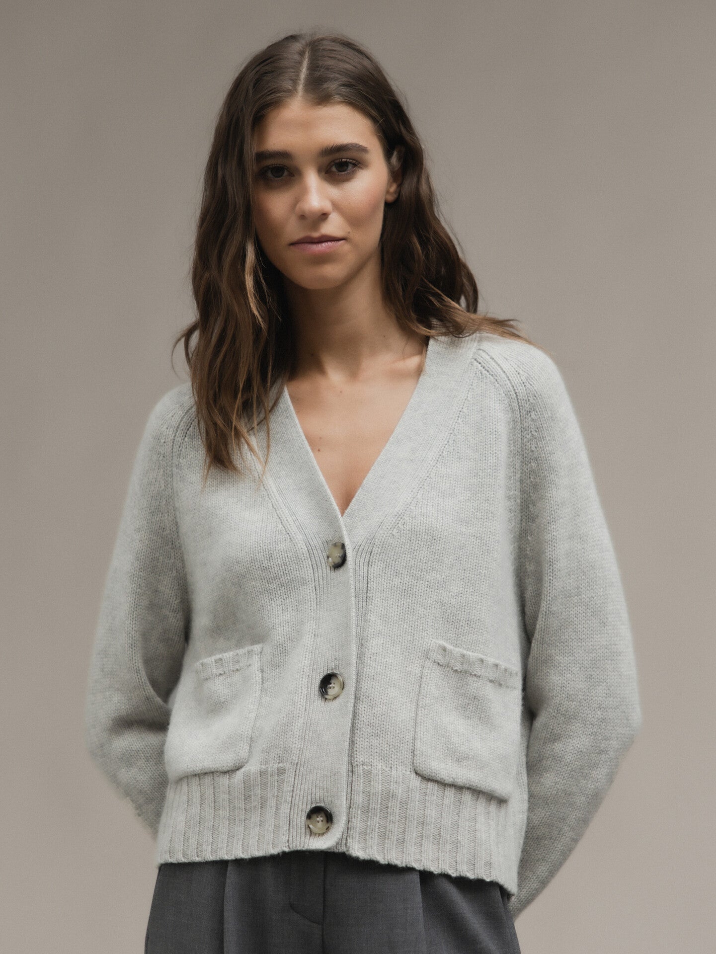 ALLUDE Strickjacke aus Schurwolle Damen (81 SILBER MEL)