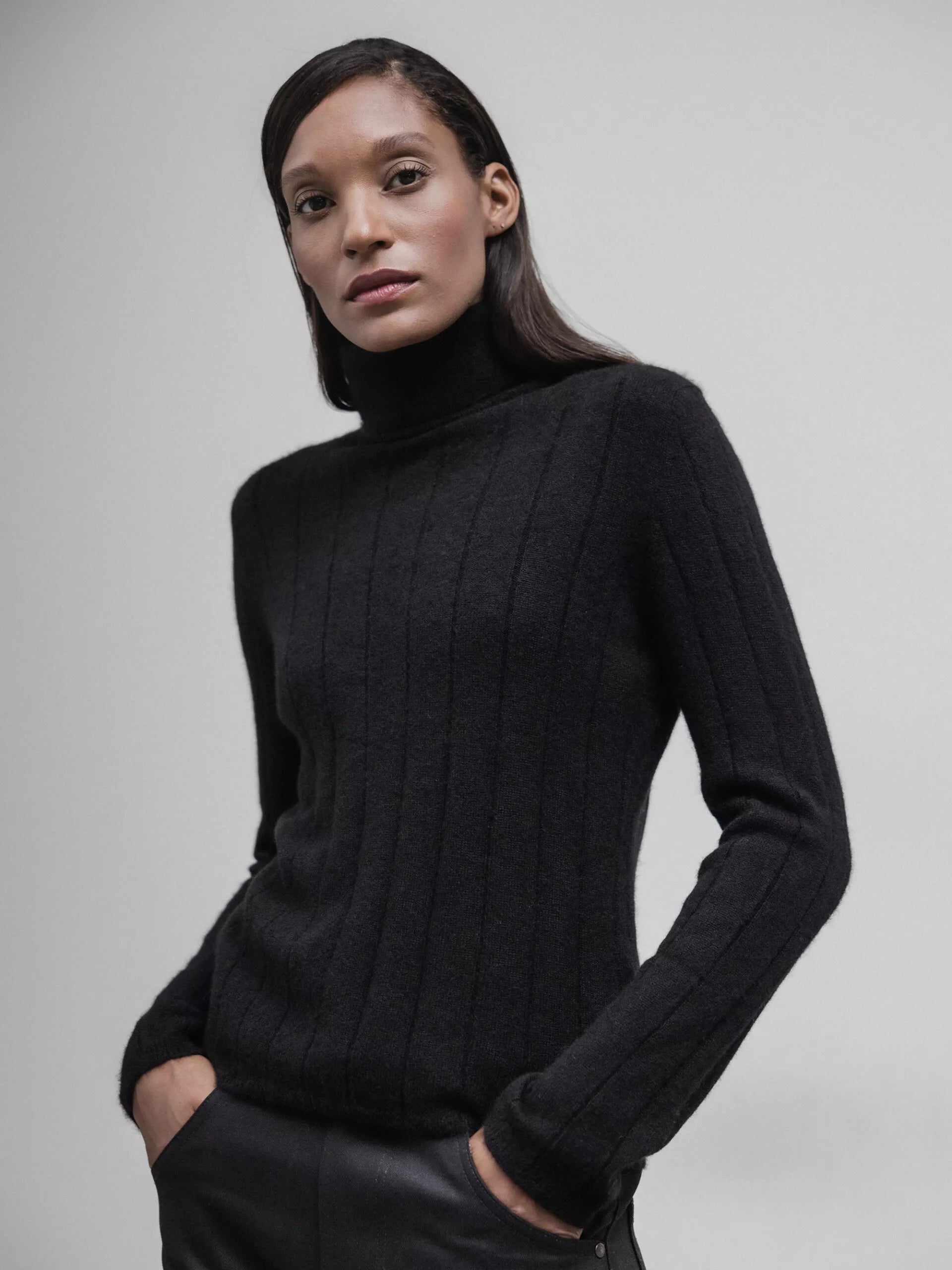 Schwarzer Rollkragenpullover Damen Enger Rollkragenpullover