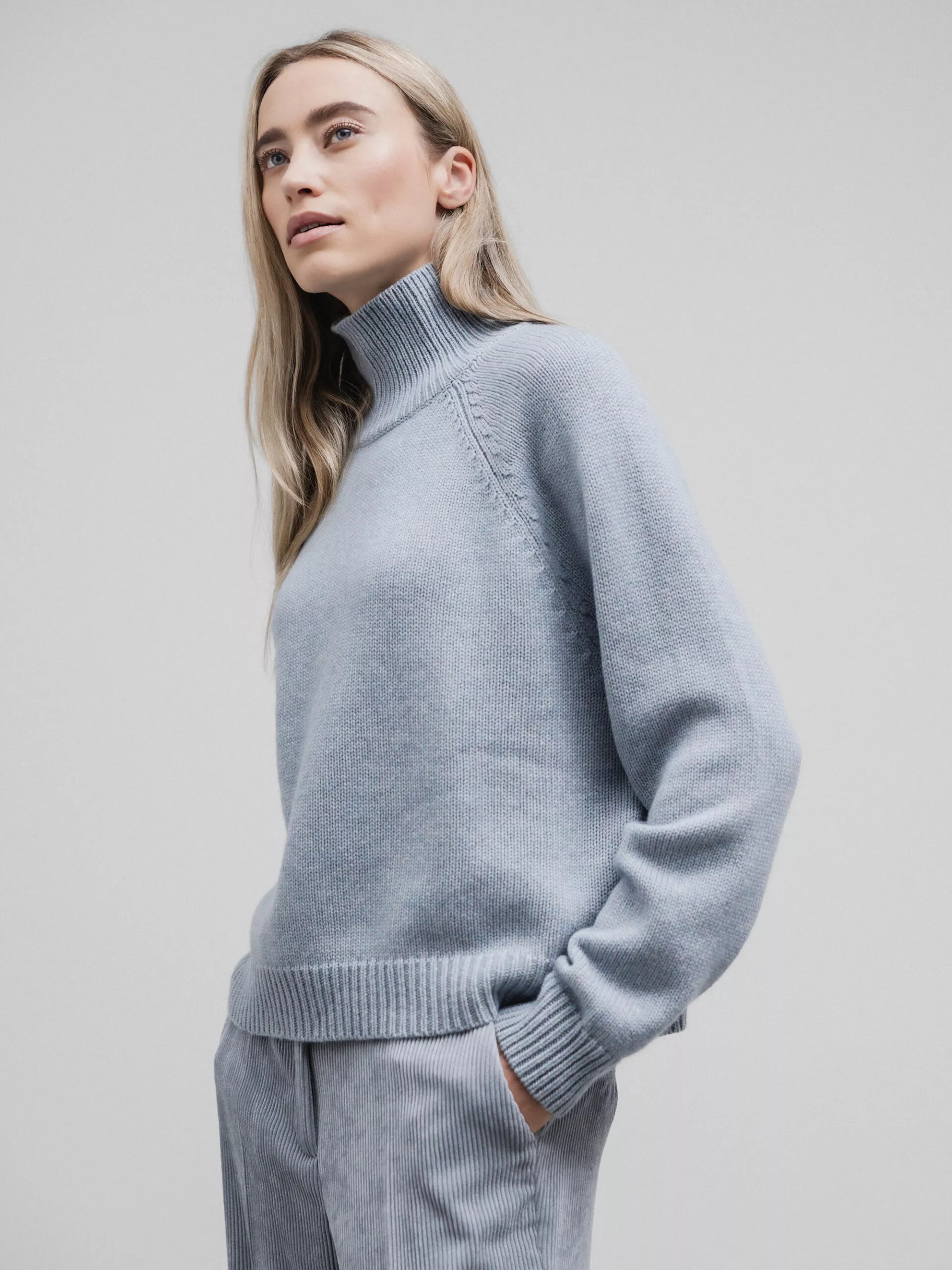 ALLUDE Turtleneck Pullover aus Schurwolle Damen (16 EISBLAU MEL)