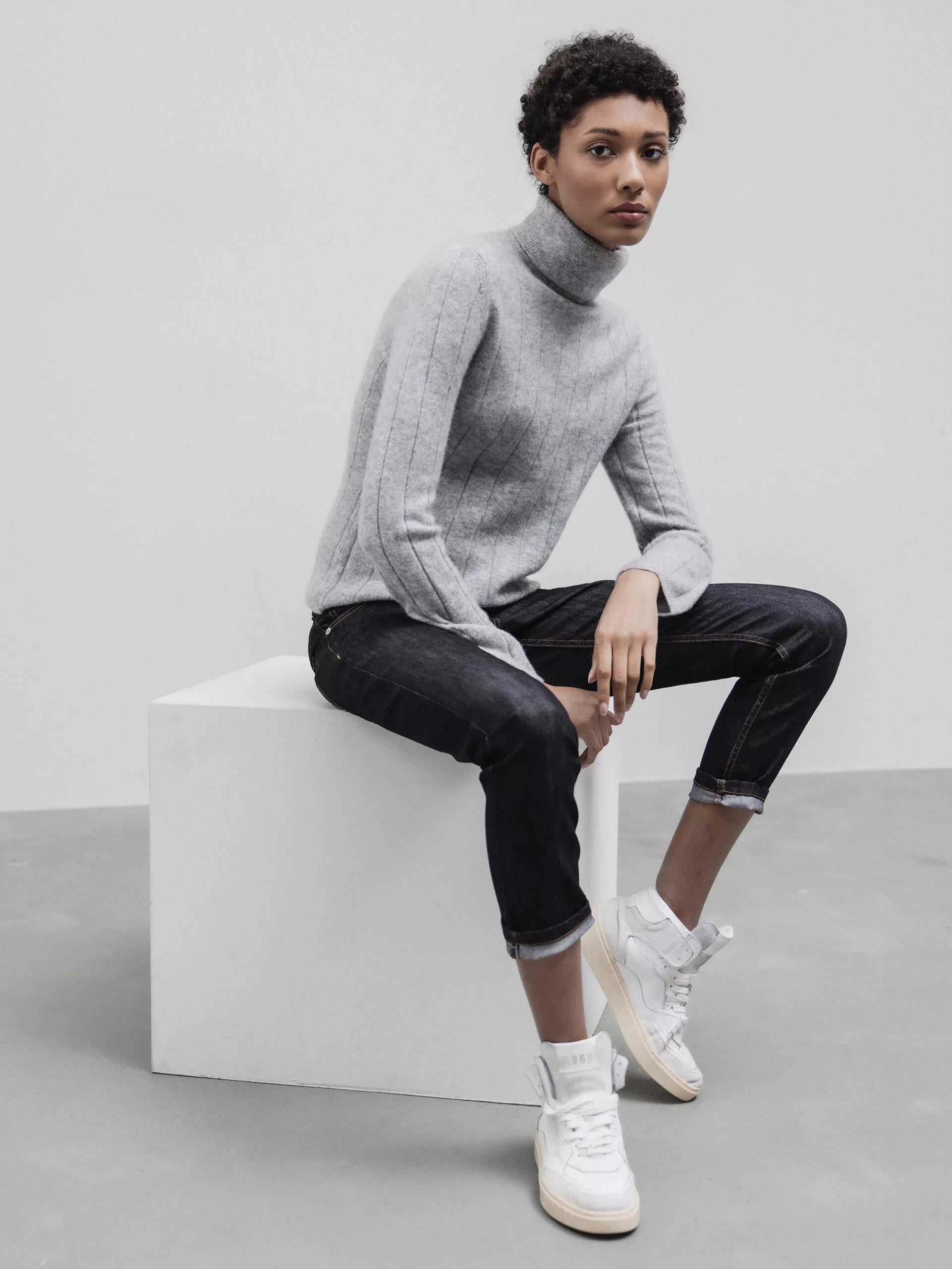 ALLUDE Rollkragenpullover aus Cashmere Damen (81 SILBER MEL)