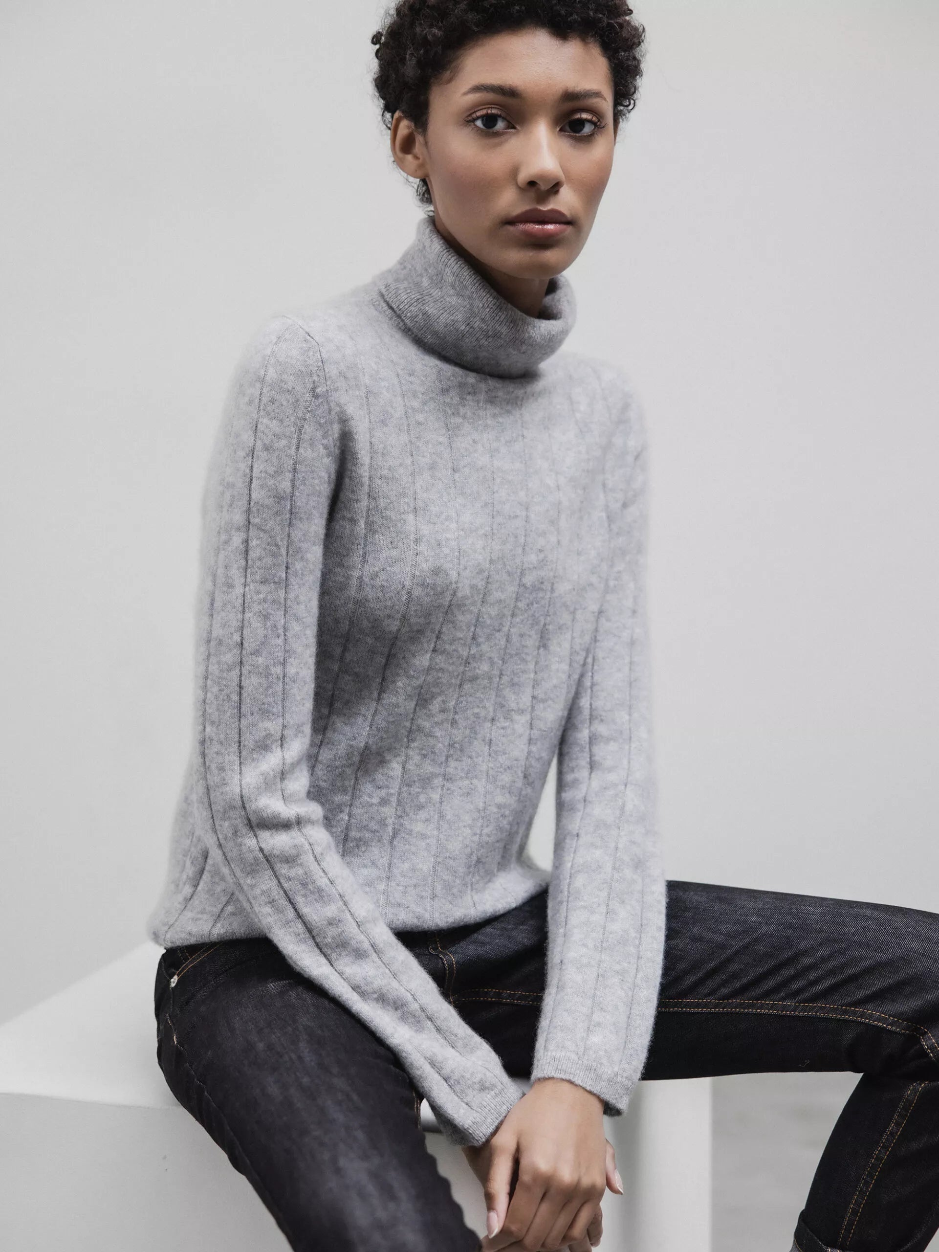 ALLUDE Rollkragenpullover aus Cashmere Damen (81 SILBER MEL)