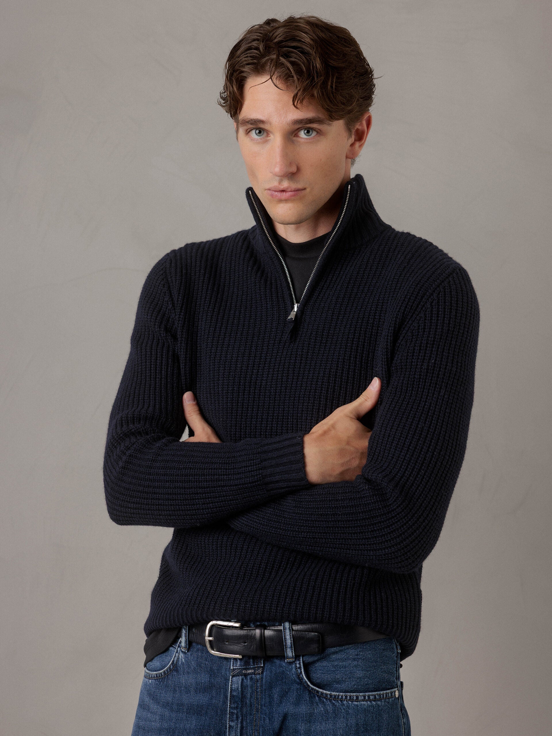 ALLUDE Rippstrickpullover aus Schurwolle Herren (14 NAVY)