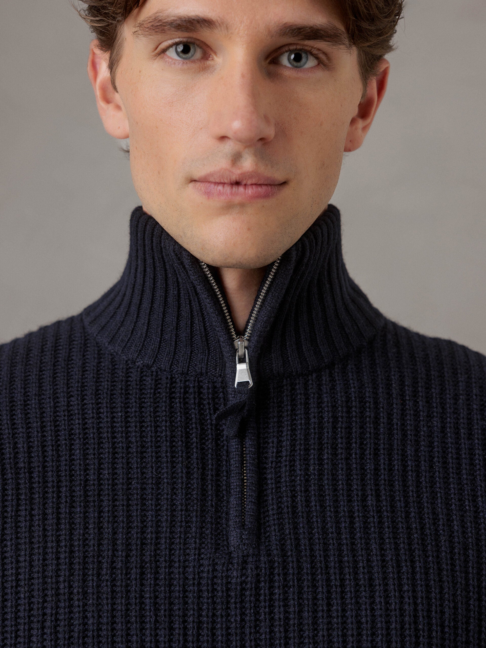 ALLUDE Rippstrickpullover aus Schurwolle Herren (14 NAVY)