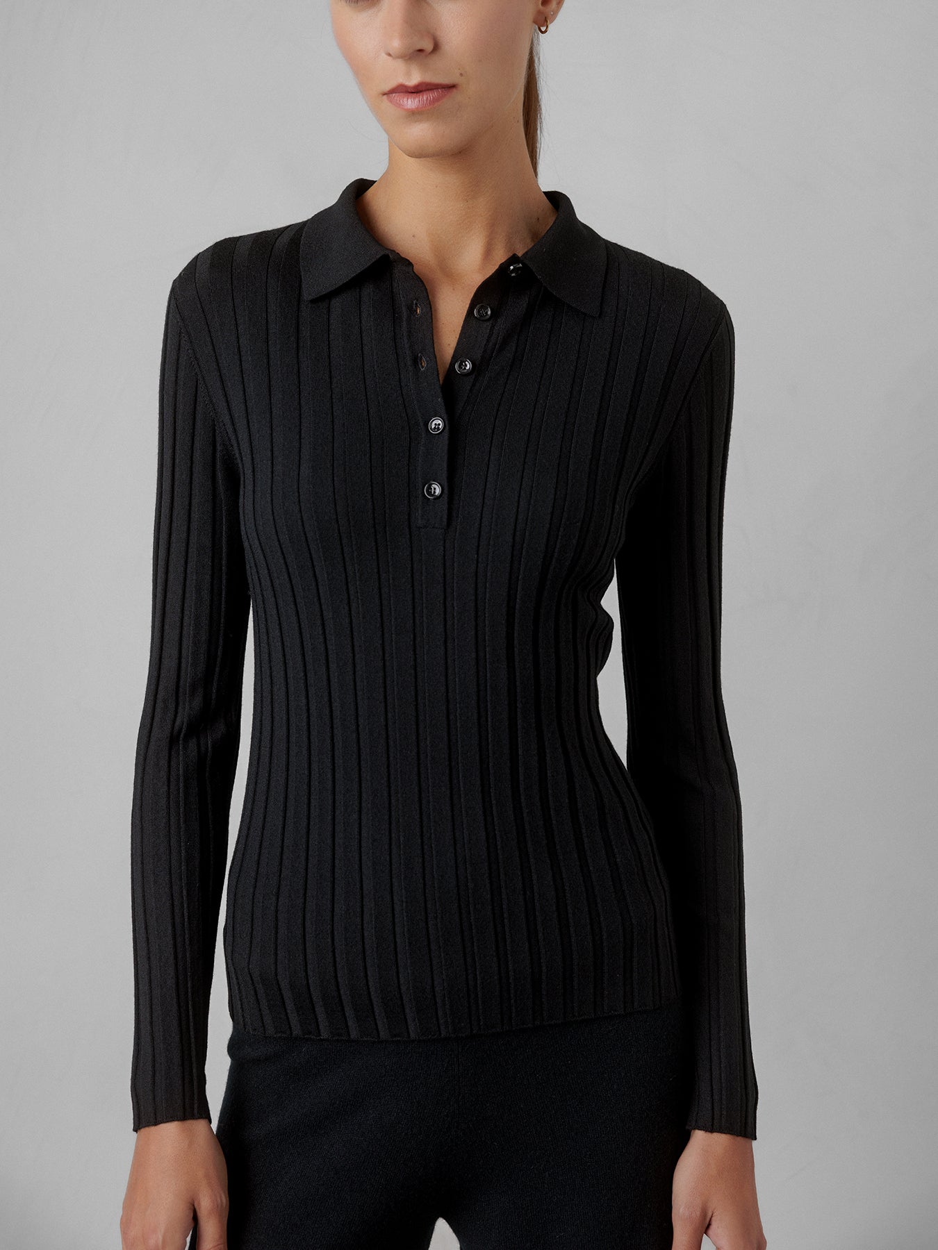 ALLUDE Langarmshirt aus Schurwolle Damen (490 SCHWARZ)