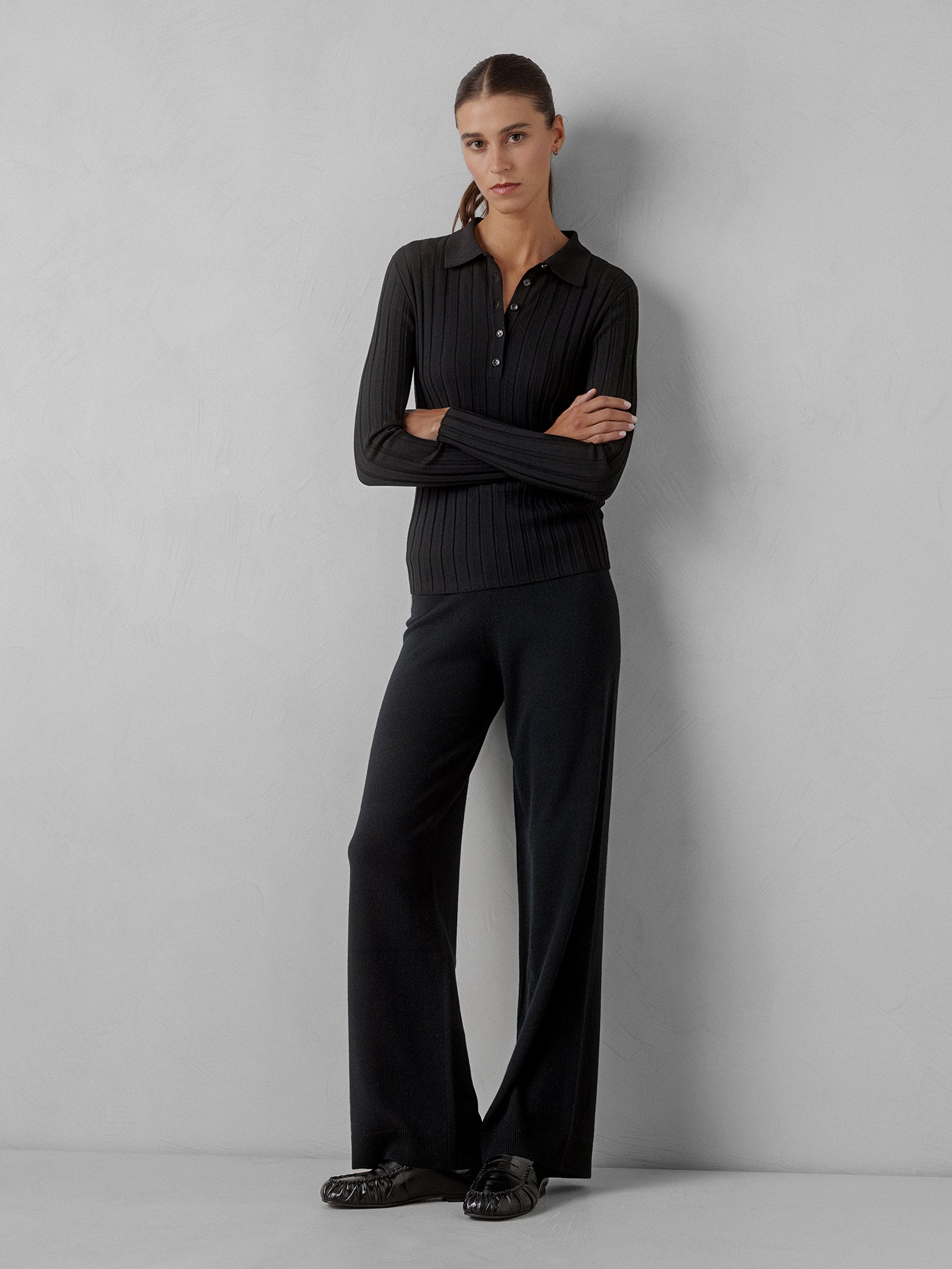 ALLUDE Langarmshirt aus Schurwolle Damen (490 SCHWARZ)