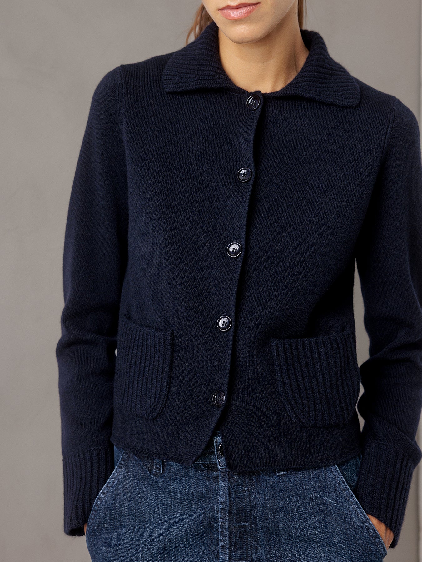 ALLUDE Strickblazer aus Schurwolle Damen (14 NAVY)