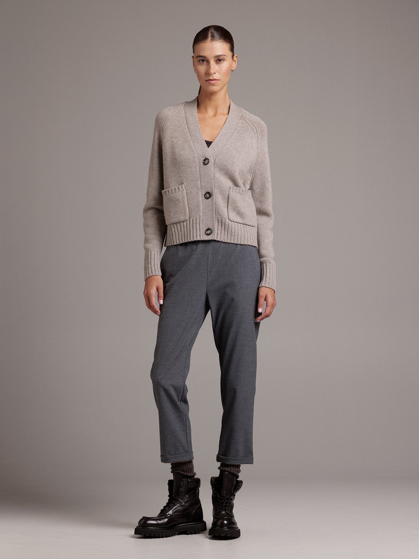 ALLUDE Strickjacke Damen (46 TAUPE MEL)