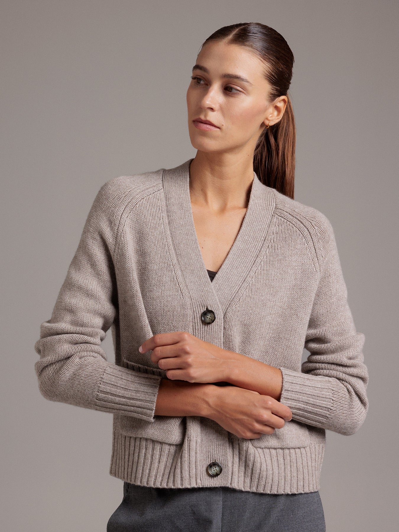 ALLUDE Strickjacke Damen (46 TAUPE MEL)
