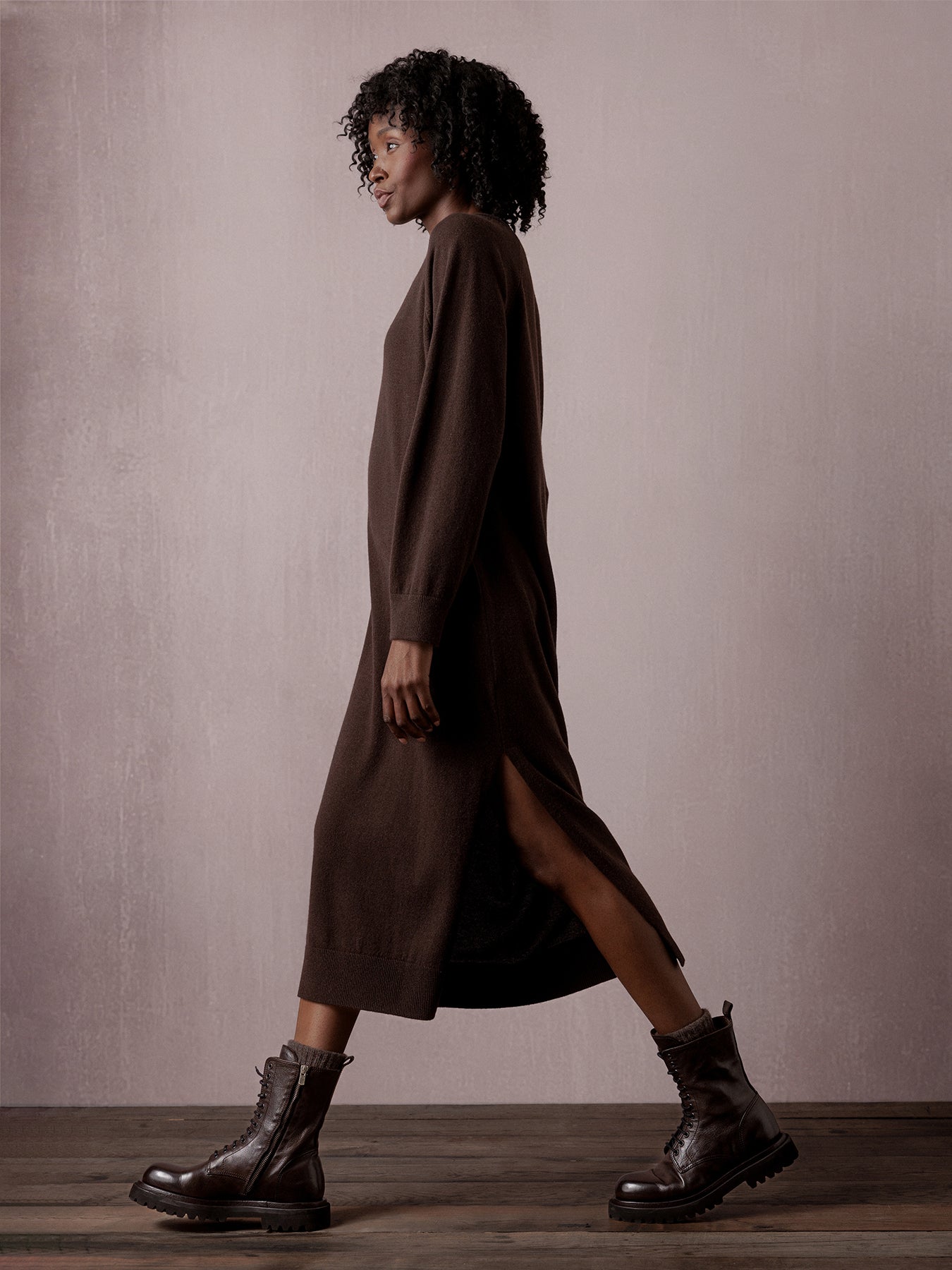 ALLUDE Midi- Kleid aus Schurwolle Damen (49 DK BRAUN)