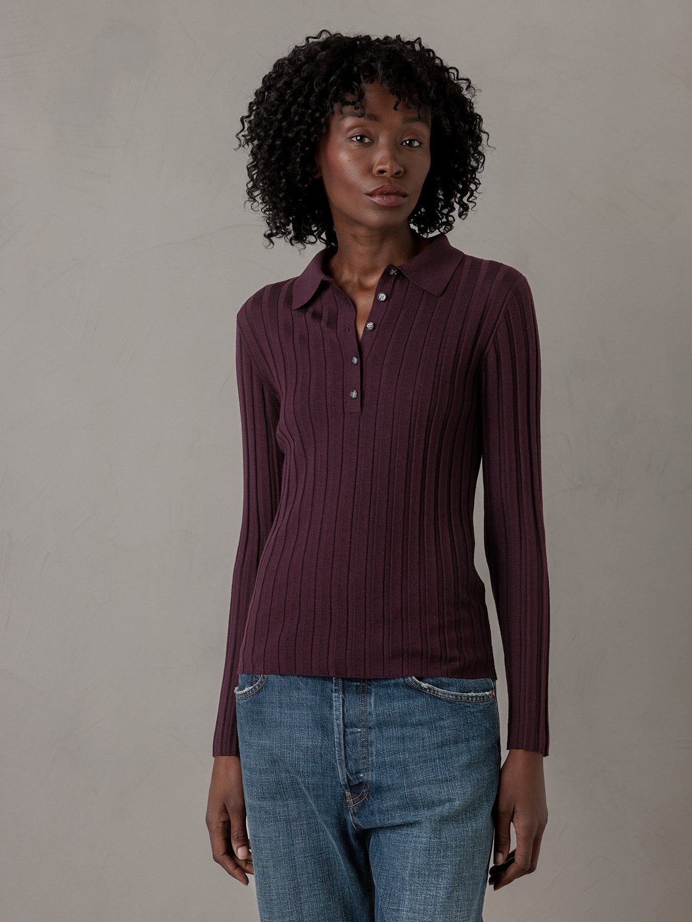 ALLUDE Langarmshirt aus Schurwolle Damen (469 WINE)