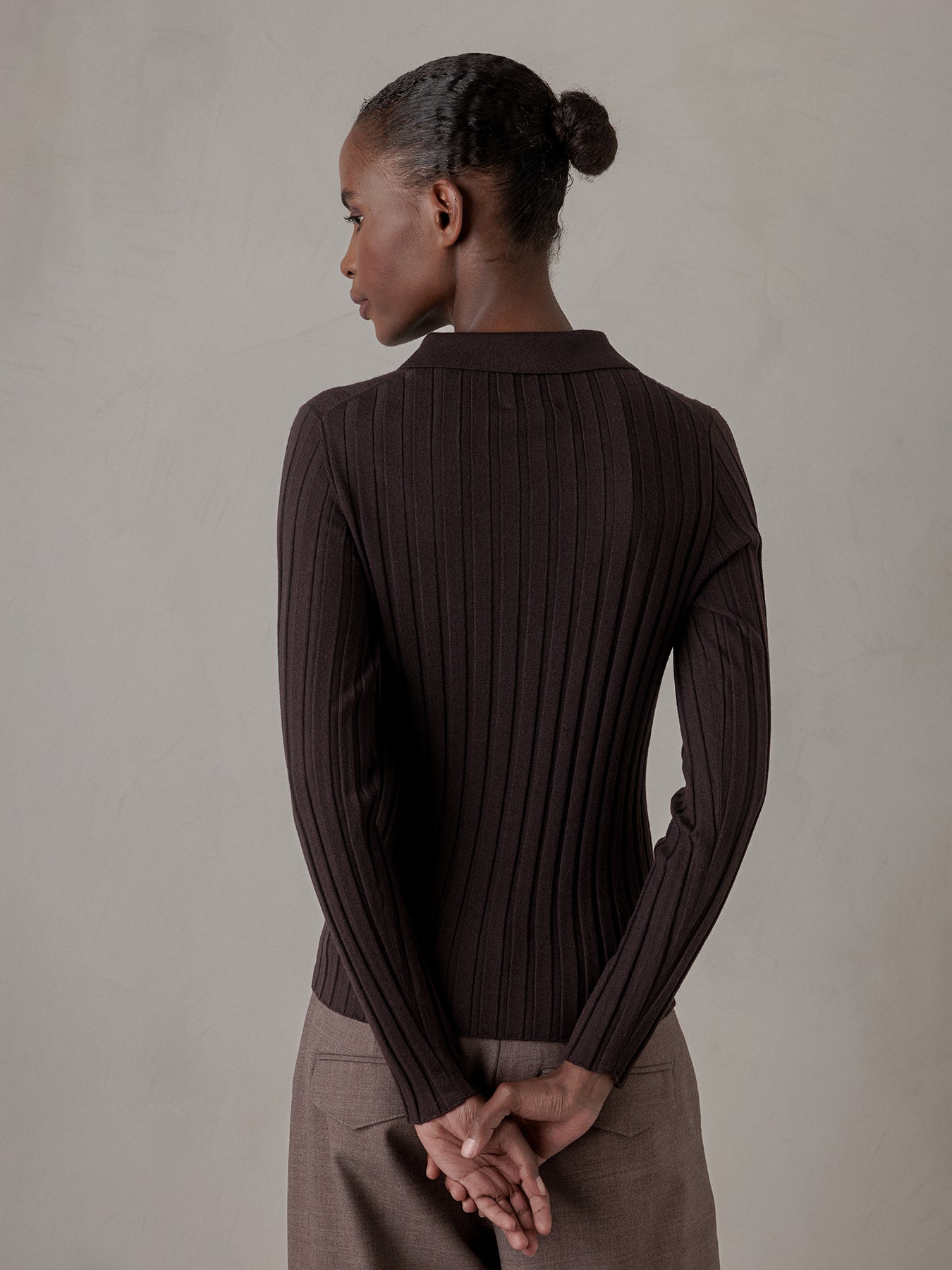 ALLUDE Langarmshirt aus Schurwolle Damen (449 DK BRAUN)