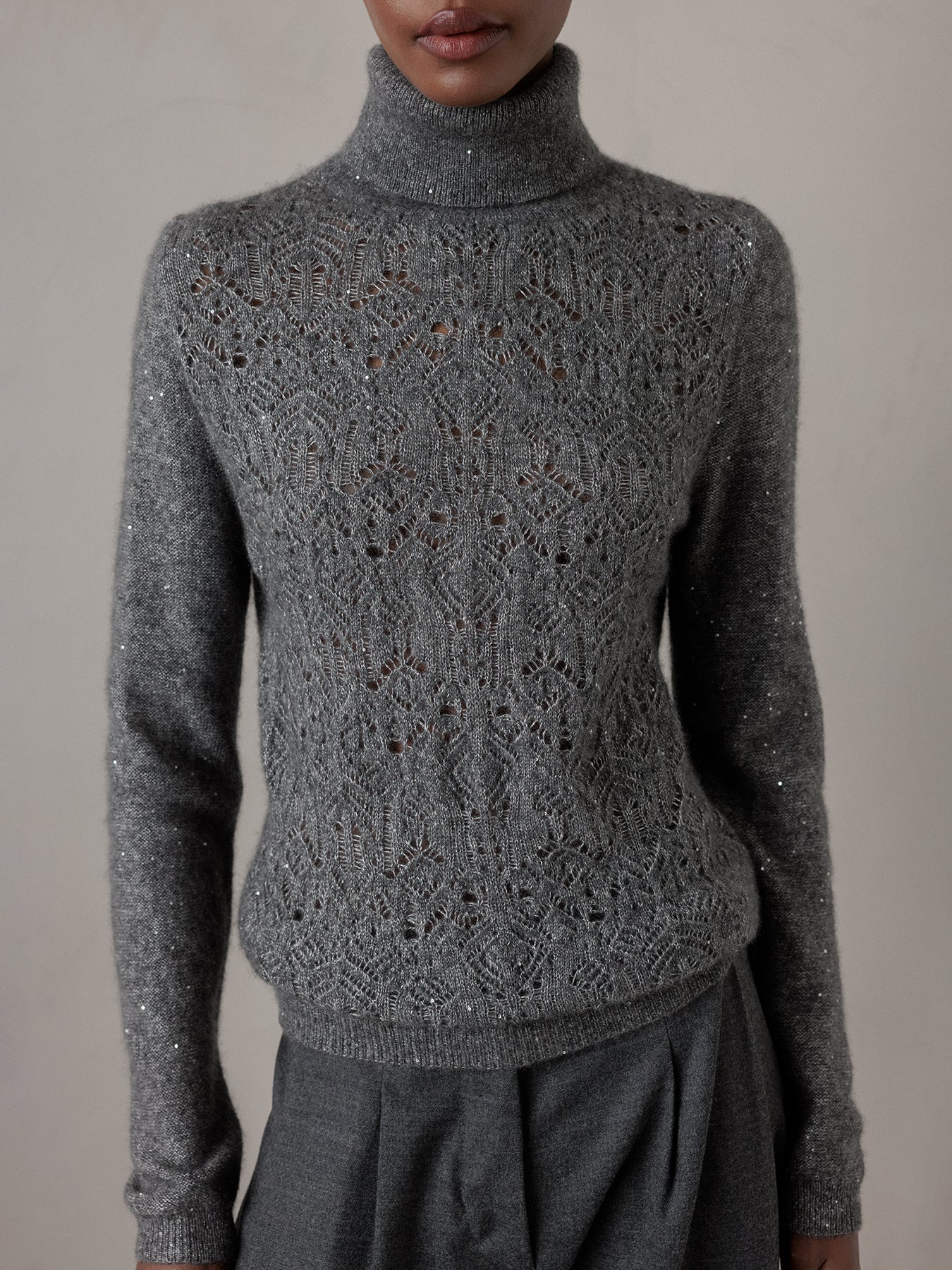 ALLUDE Pullover aus Cashmere Damen (83 DK GRAU MEL)