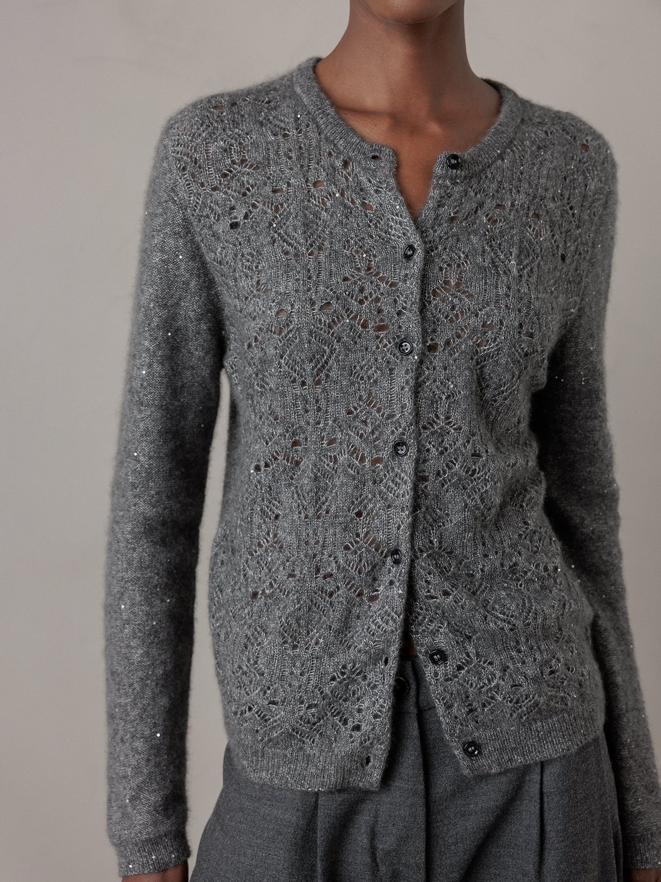 ALLUDE Strickjacke aus Cashmere Damen (83 DK GRAU MEL)