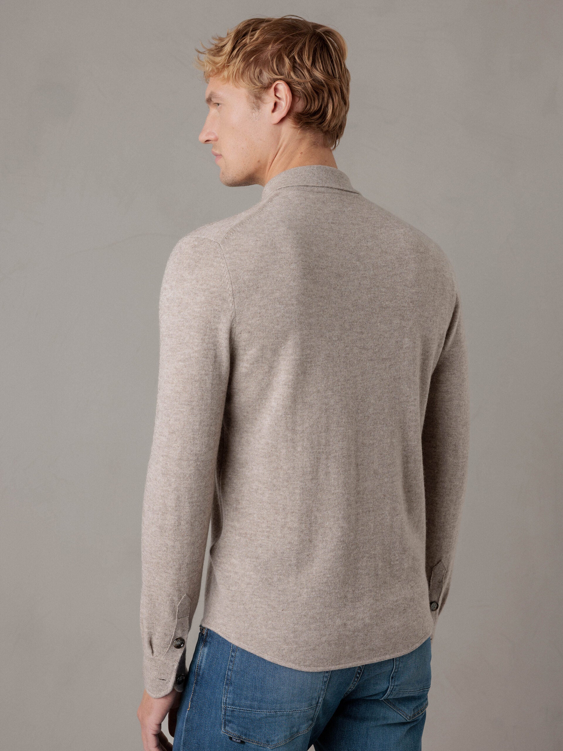 ALLUDE Strickhemd aus Schurwolle Herren (46 TAUPE)
