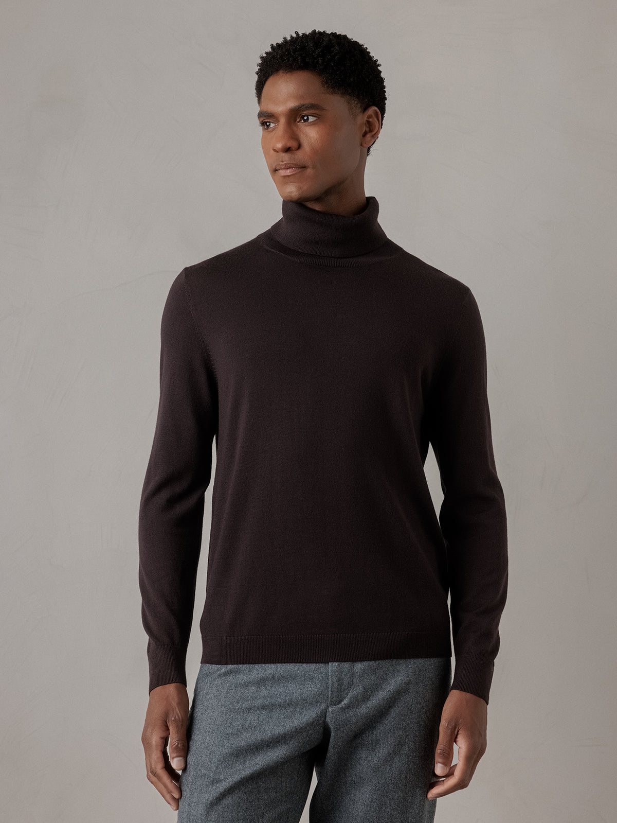 ALLUDE Rollkragenpullover aus Schurwolle Herren (449 DK BRAUN)