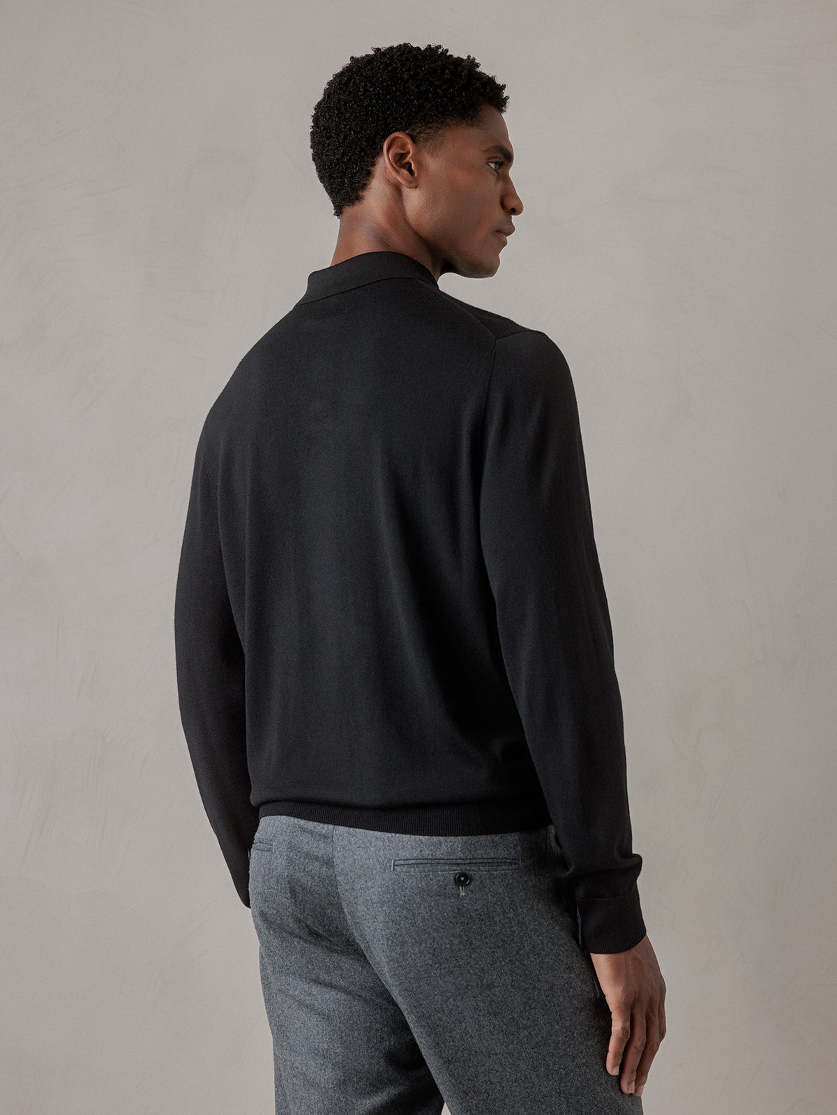ALLUDE Strick-Poloshirt aus Schurwolle Herren (490 SCHWARZ)