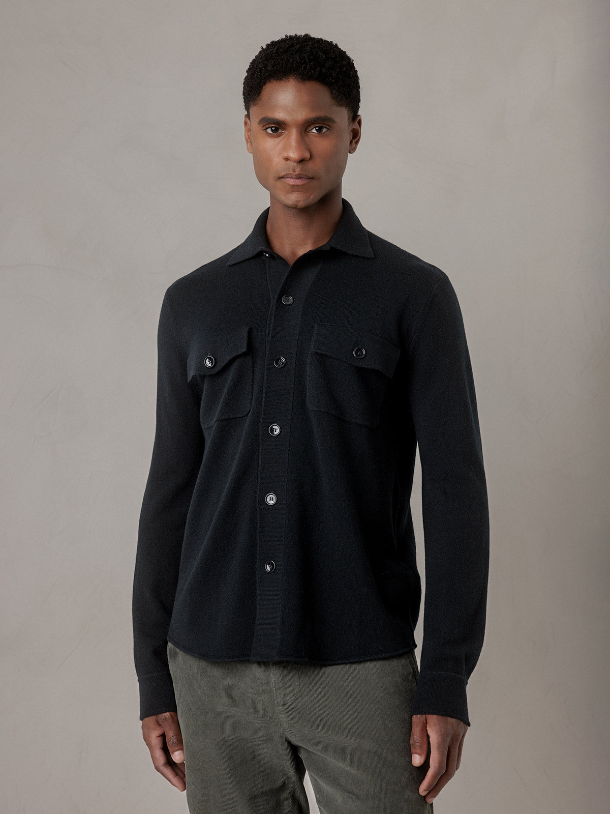 ALLUDE Strickhemd aus Schurwolle Herren (490 BLACK)