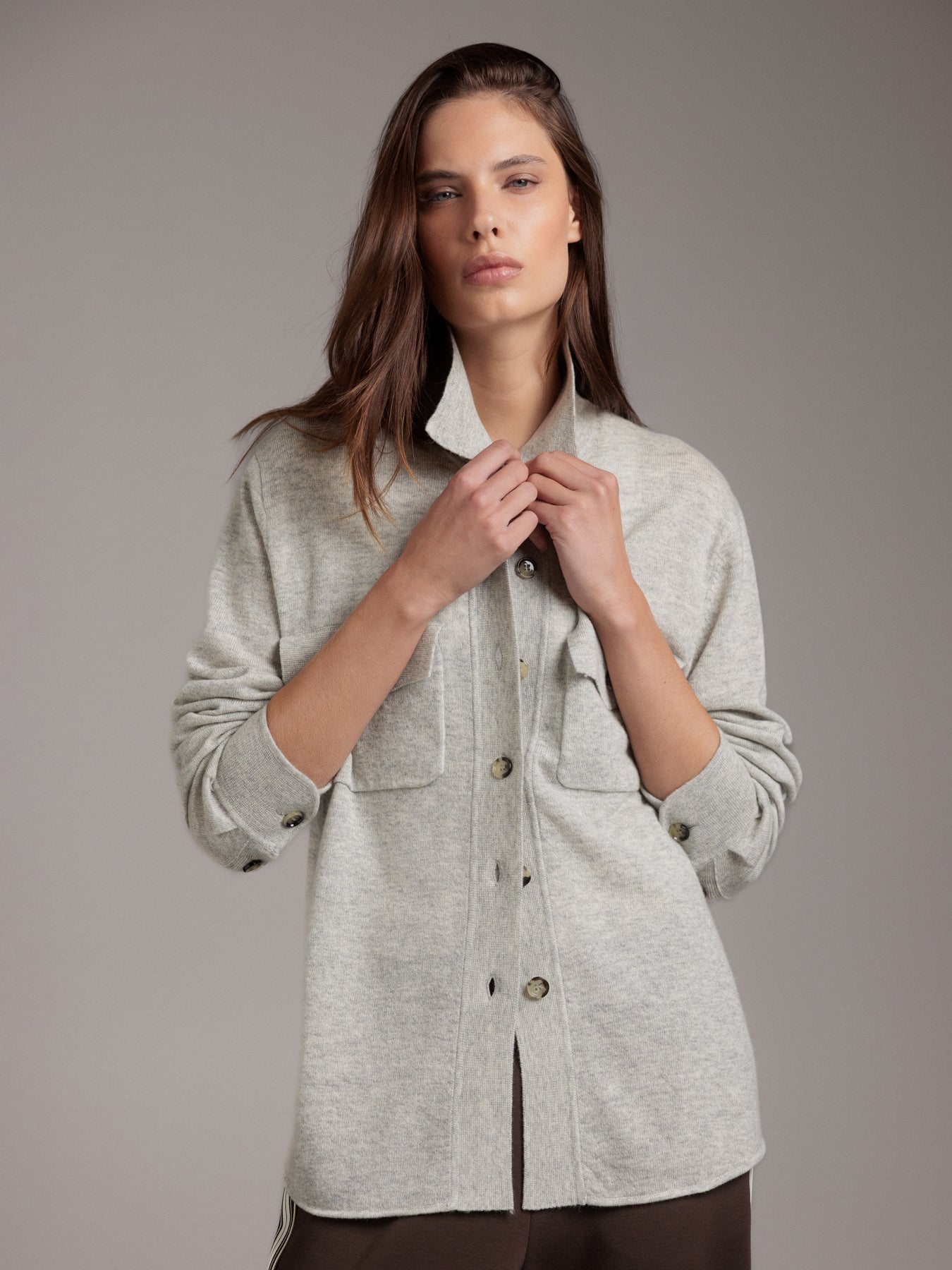 ALLUDE Hemd aus Schurwolle Damen (81 LT GREY MEL)