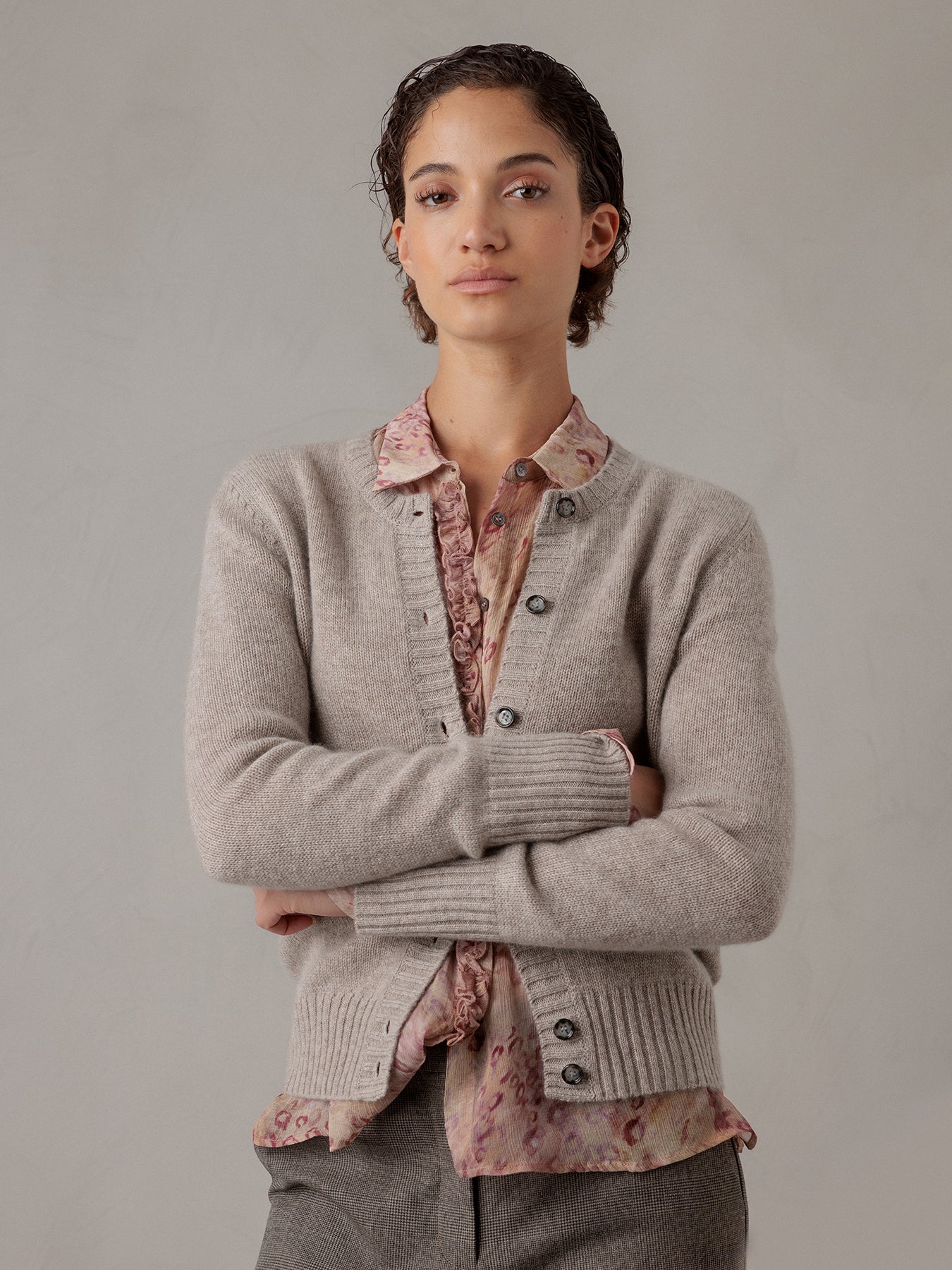 ALLUDE Strickjacke aus Cashmere Damen (46 TAUPE MEL)