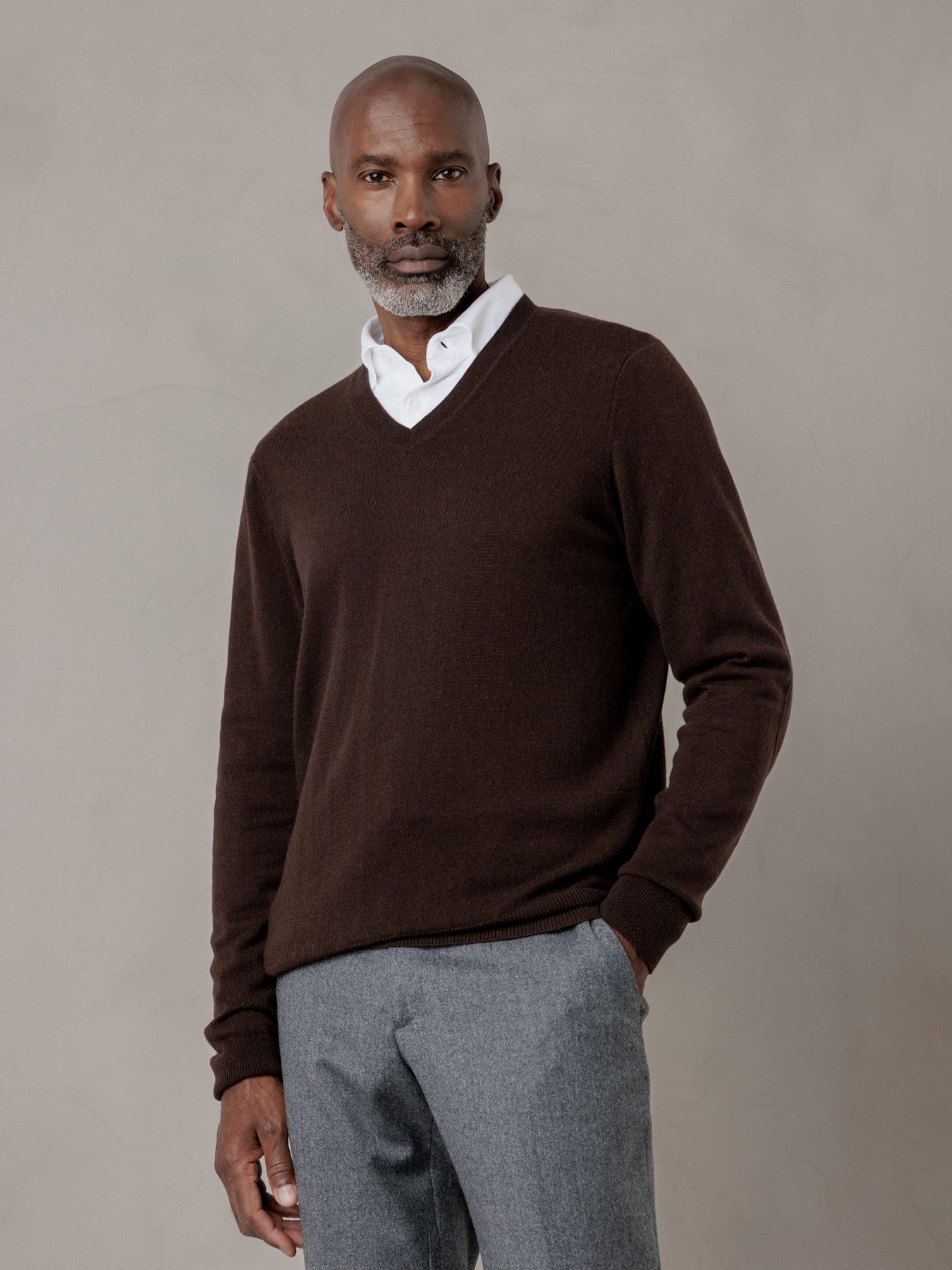 ALLUDE Feinstrickpullover aus Schurwolle Herren (49 DK BRAUN)