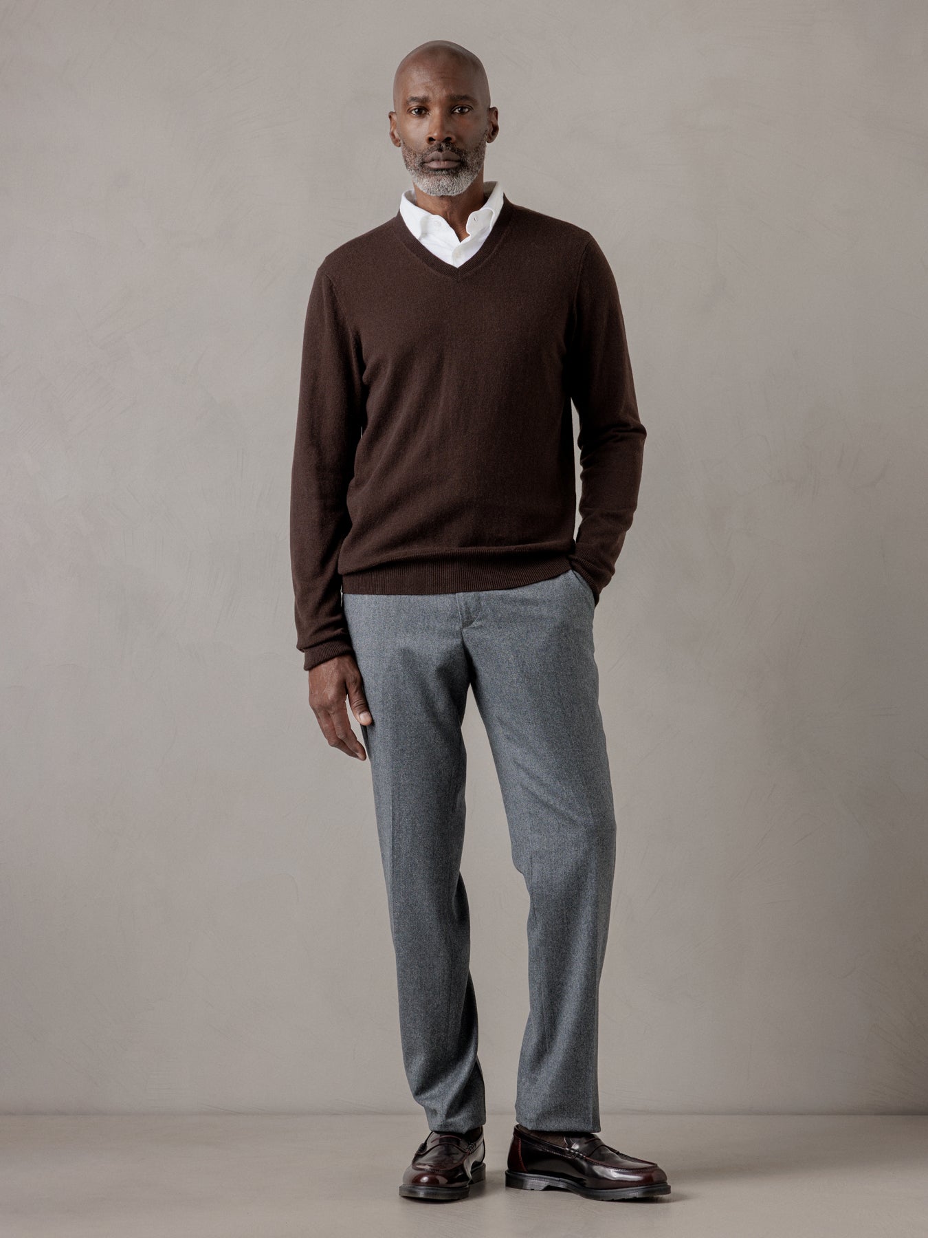 ALLUDE Feinstrickpullover aus Schurwolle Herren (49 DK BRAUN)