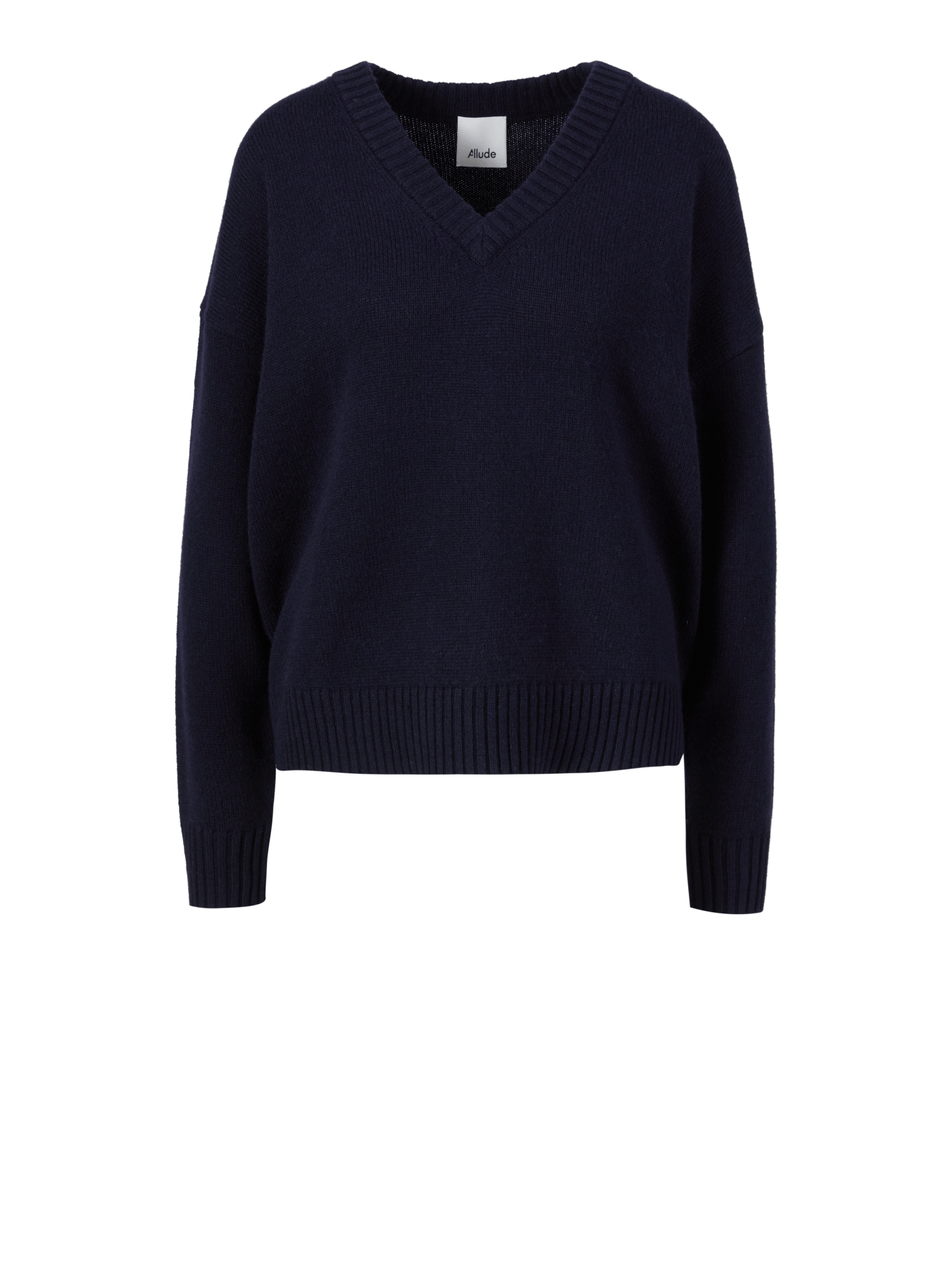 V-Pullover aus Cashmere-Mischung Marineblau