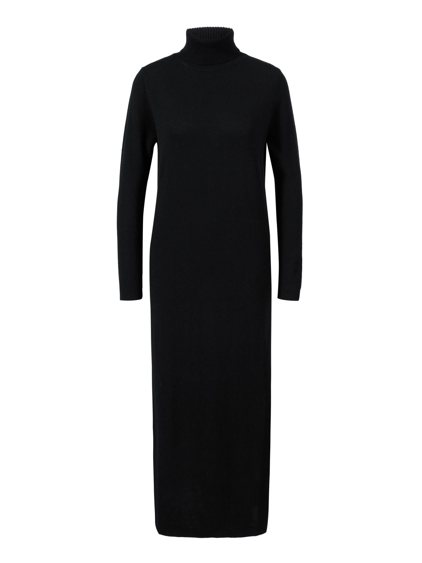 Woll-Cashmere-Midikleid mit Rollkragen Schwarz