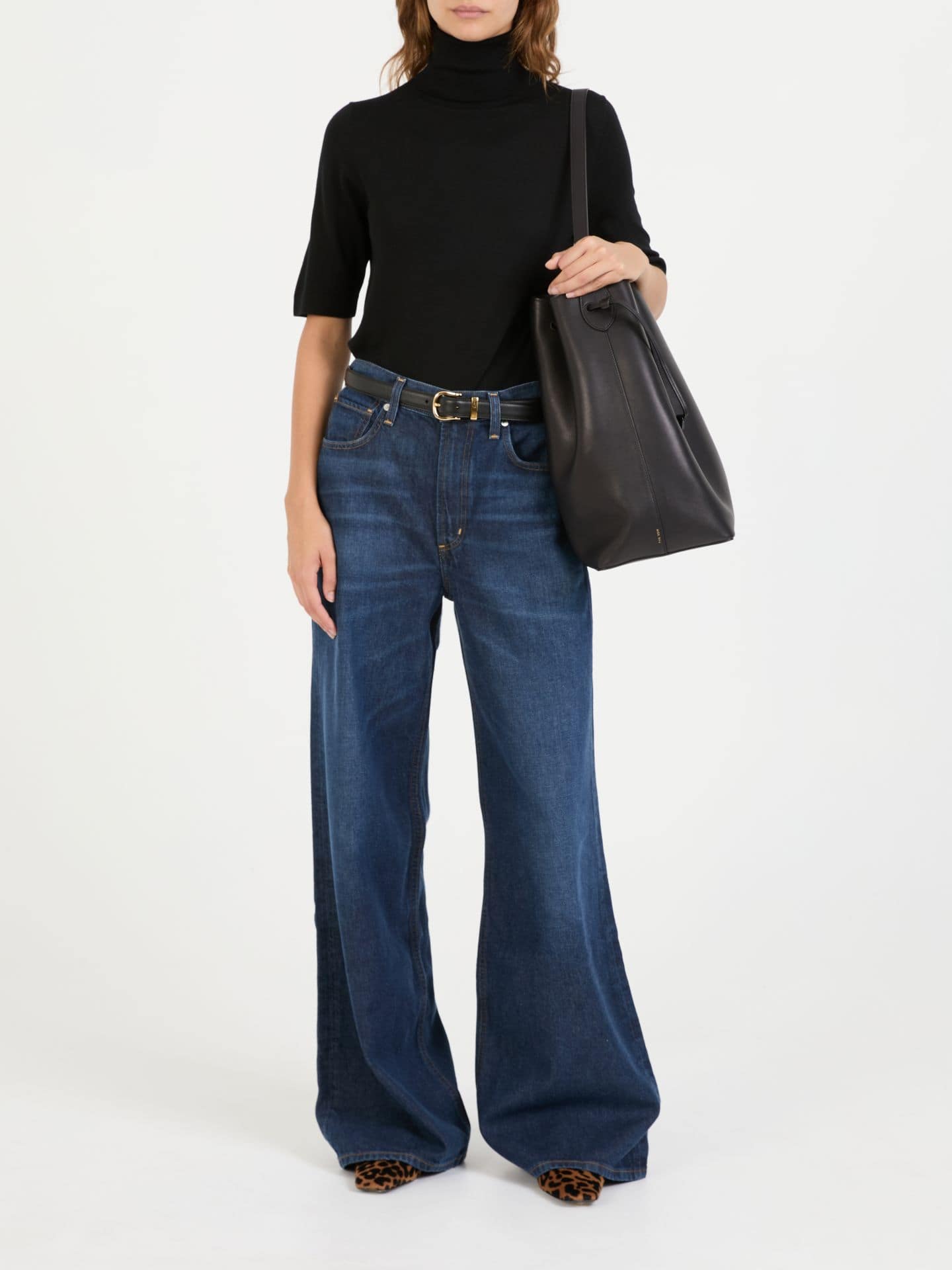 Rollkragenpullover aus Wolle Marineblau