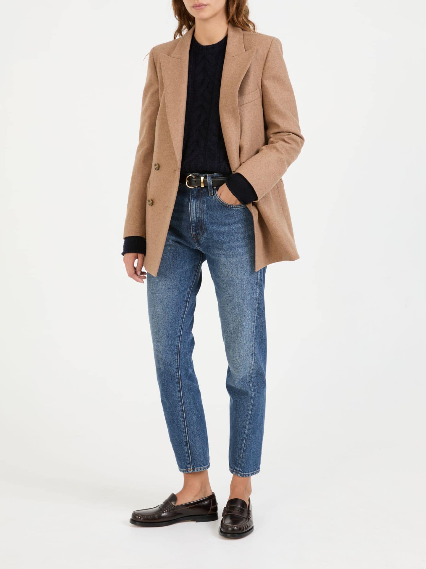 Pullover mit Zopfmuster Marineblau