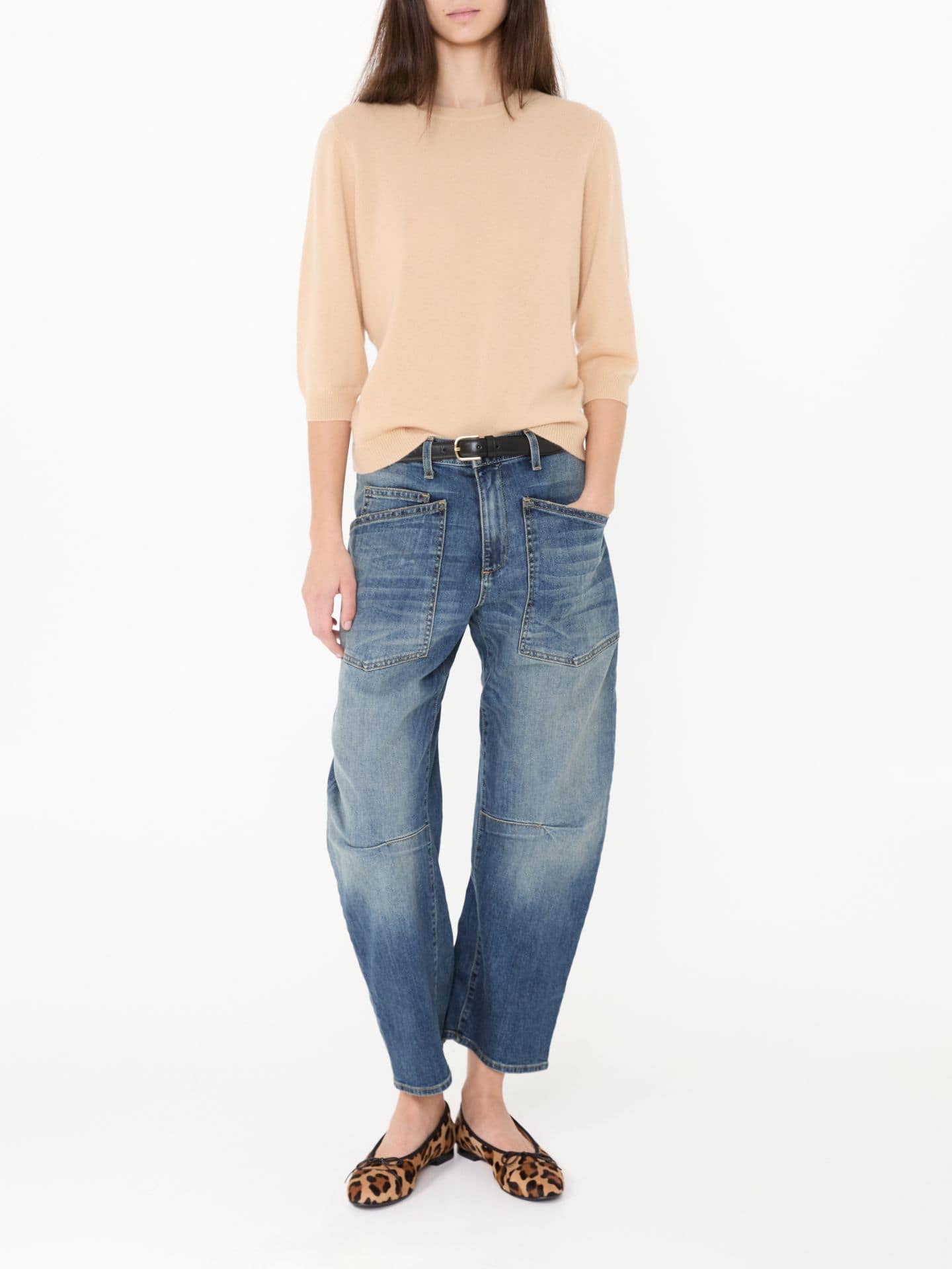 Cashmere-Pullover mit 7/8 Ärmeln Marineblau