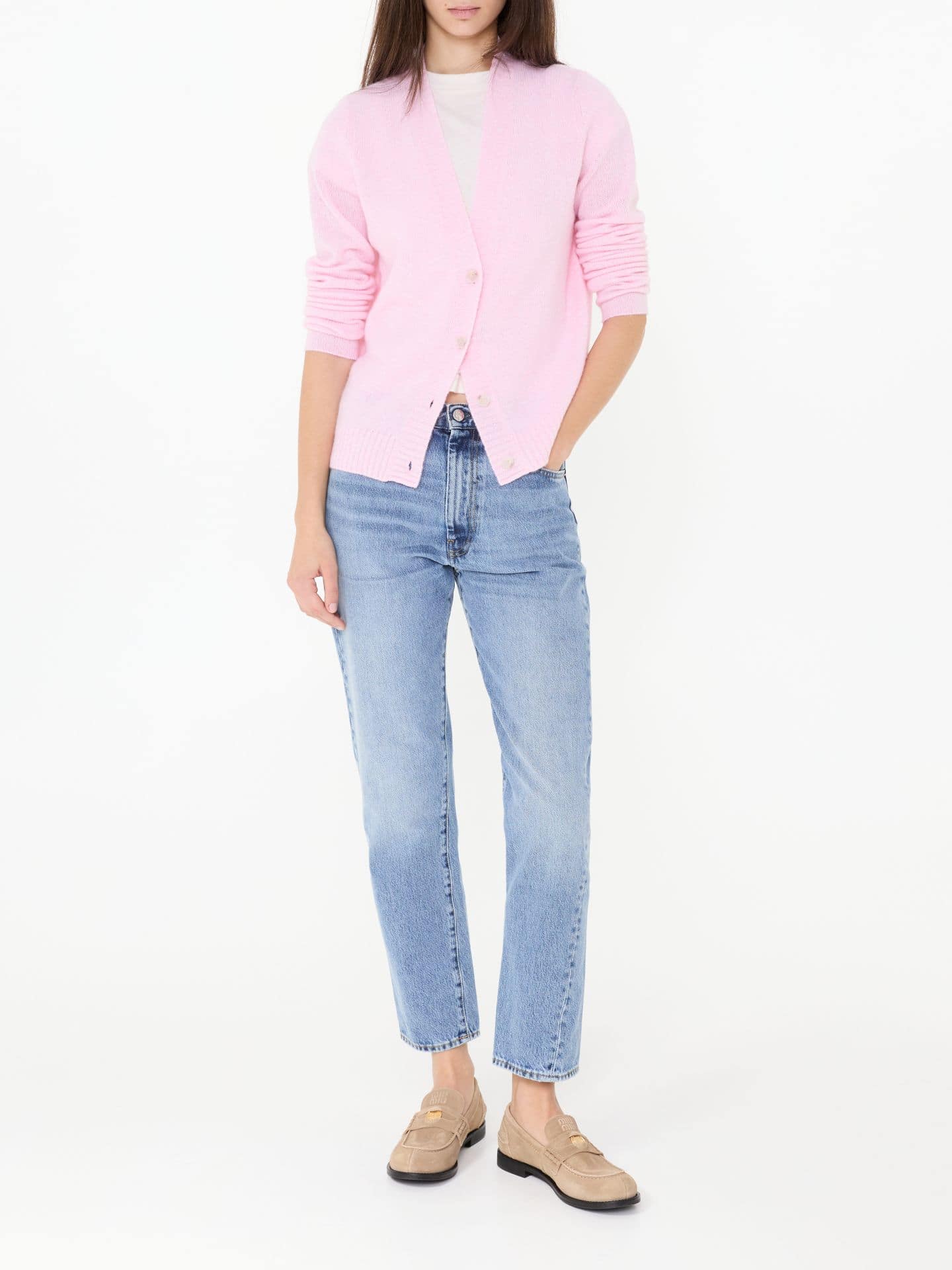 Cashmere-Strickjacke Hellblau