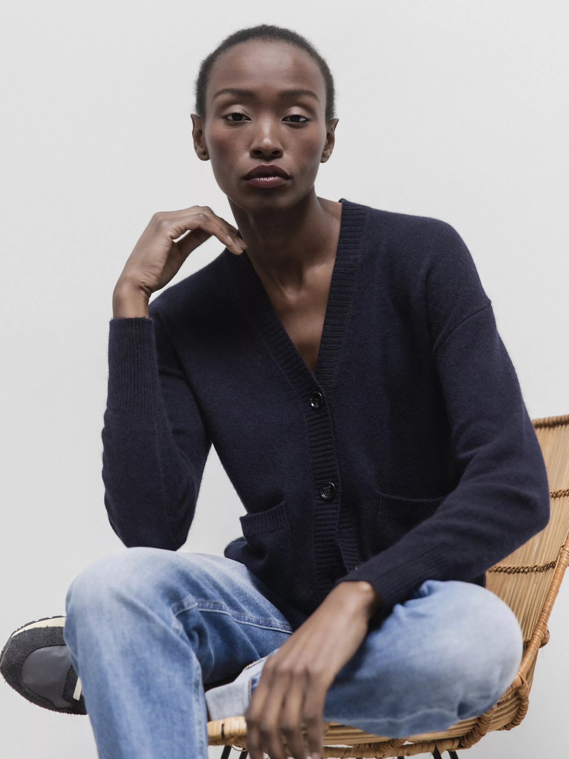 ALLUDE Leichte Strickjacke aus Cashmere Damen (14 NAVY)