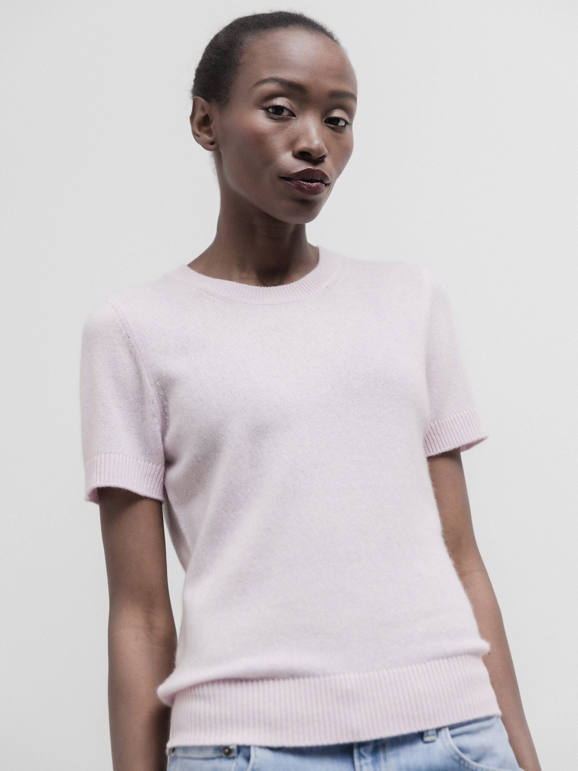 ALLUDE Kurzarm- Pullover aus Cashmere Damen (60 ROSE)