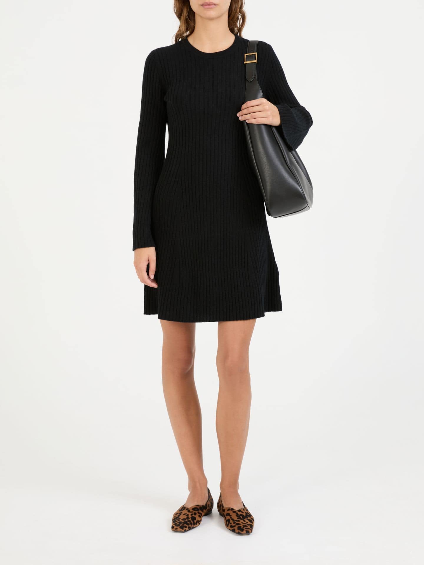 Rippstrick-Kleid aus Cashmere Anthrazit