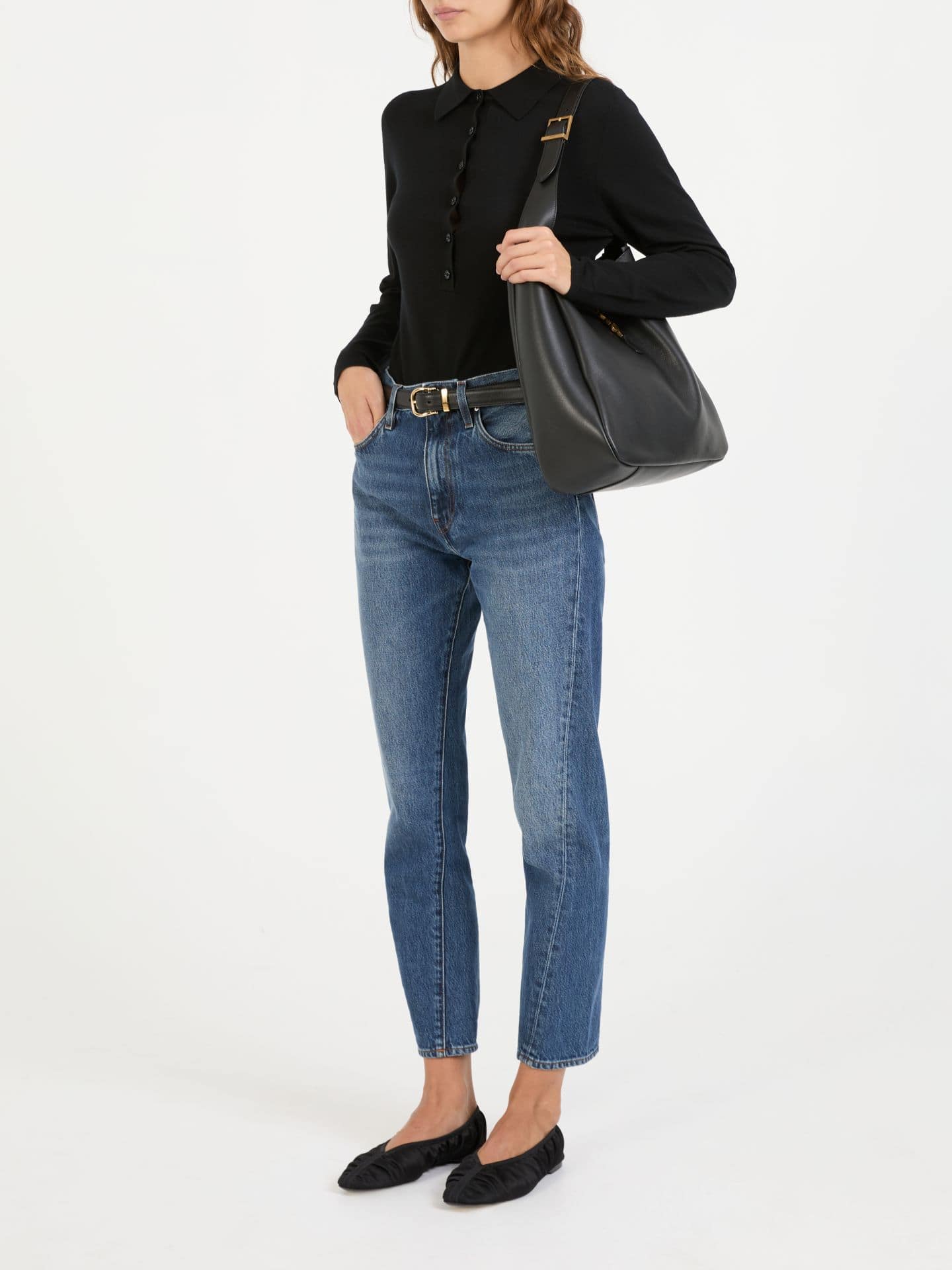 Polo-Wollpullover Marineblau