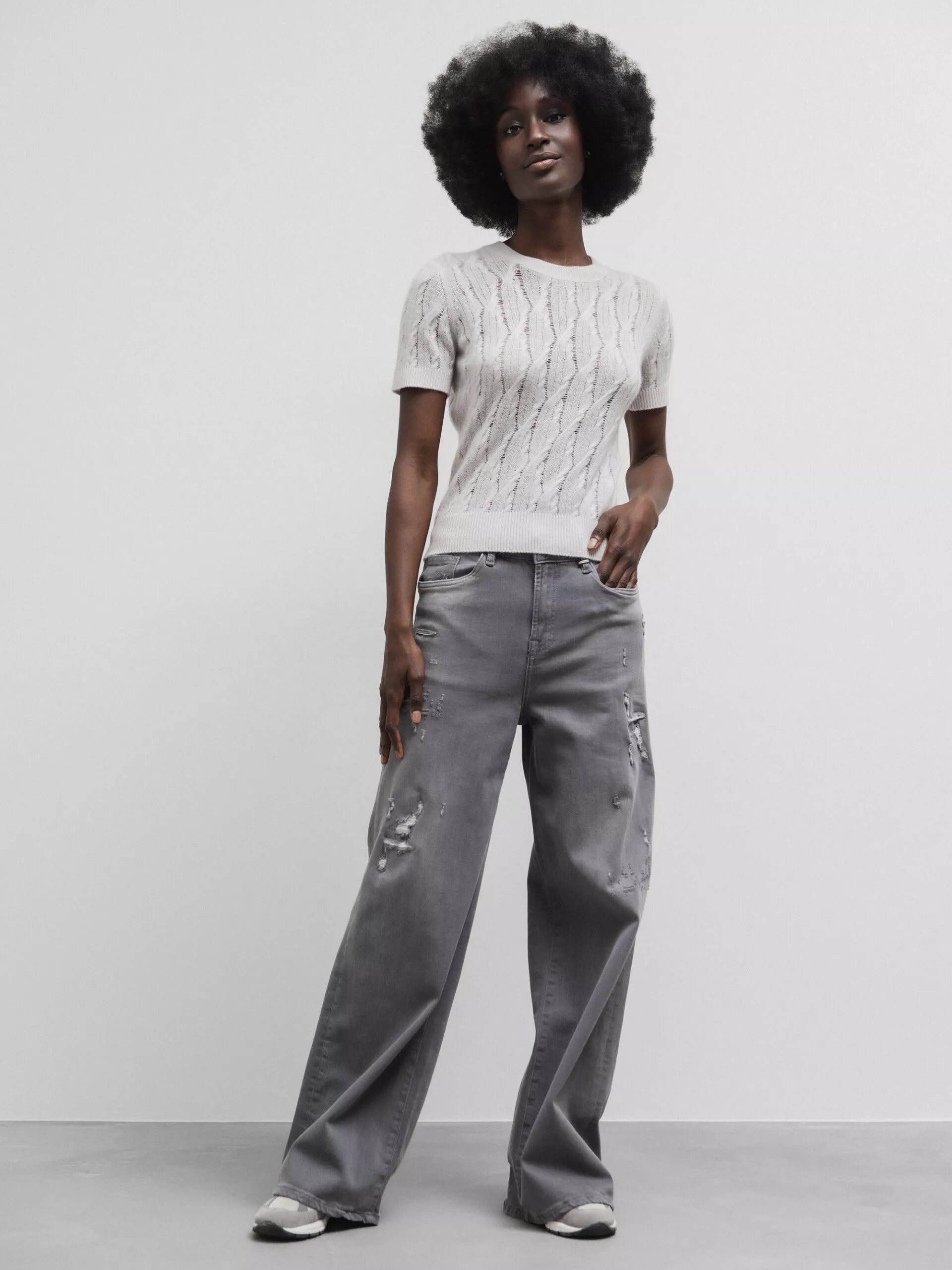 ALLUDE Kurzarm- Pullover aus Cashmere Damen (80 STEIN)