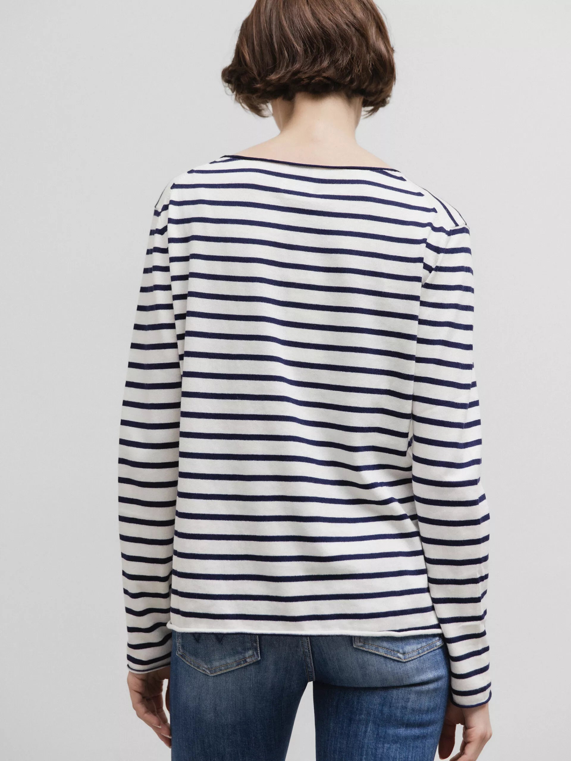 ALLUDE Langarmshirt Damen (40/14 OFF WHITE/NAVY)