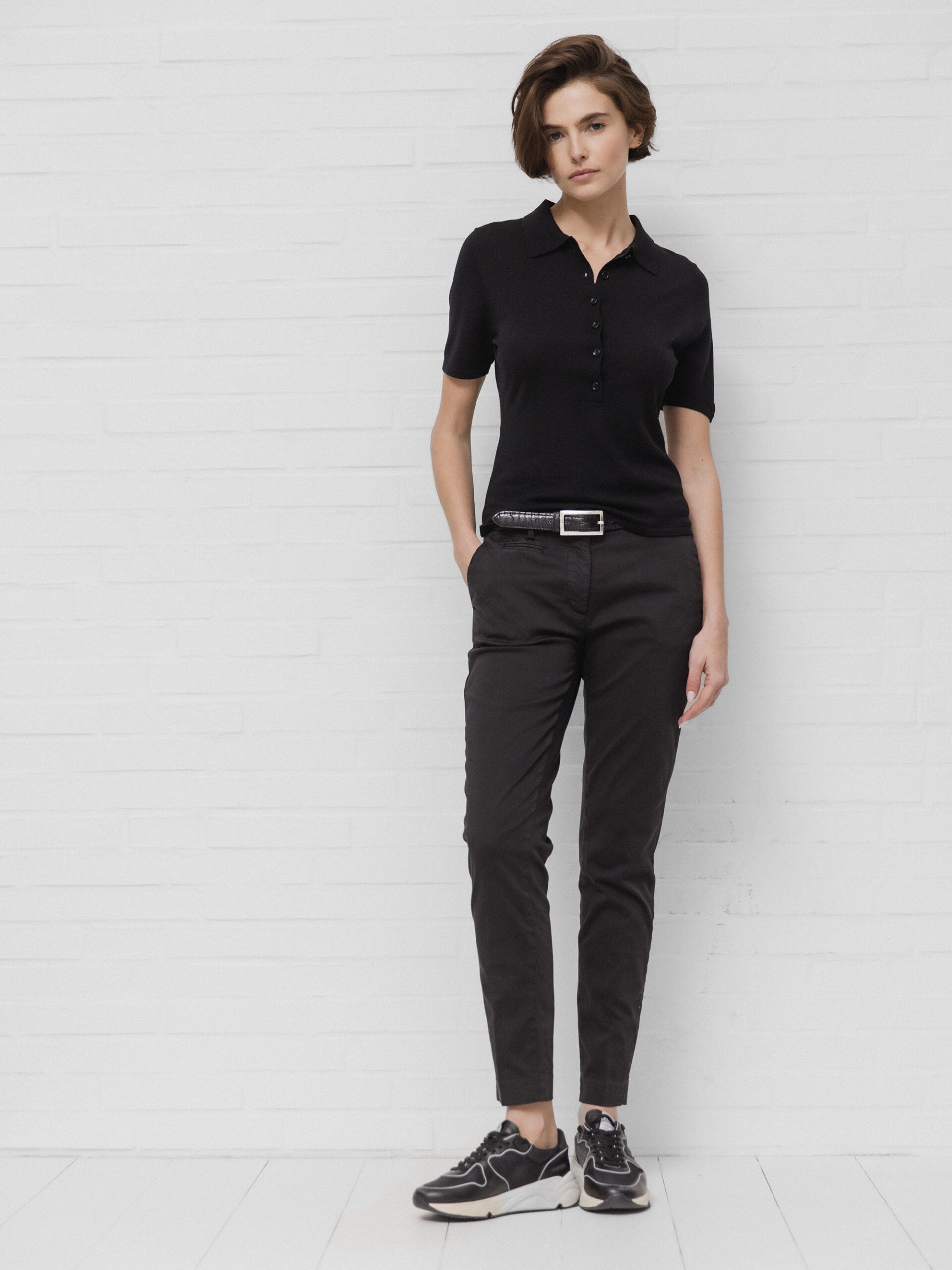 ALLUDE Strick-Poloshirt aus Schurwolle Damen (490 SCHWARZ)