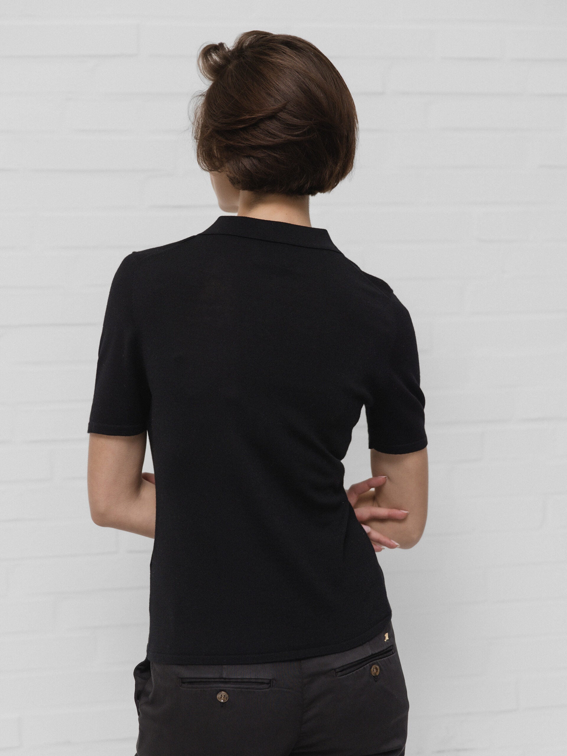 ALLUDE Strick-Poloshirt aus Schurwolle Damen (490 SCHWARZ)