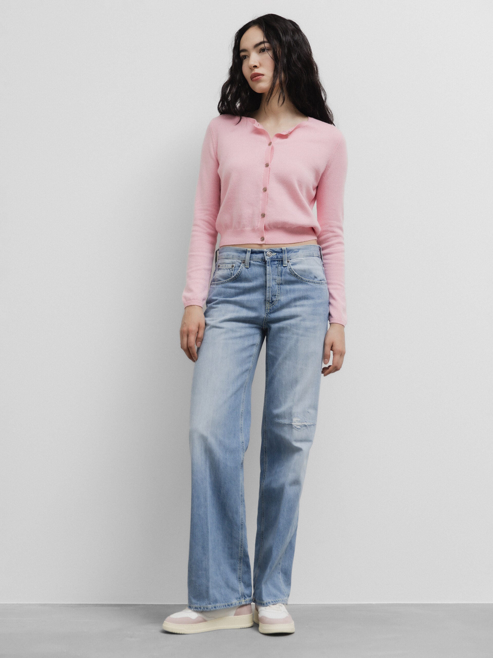 ALLUDE Kurze Strickjacke Damen (61 LT FLAMINGO)