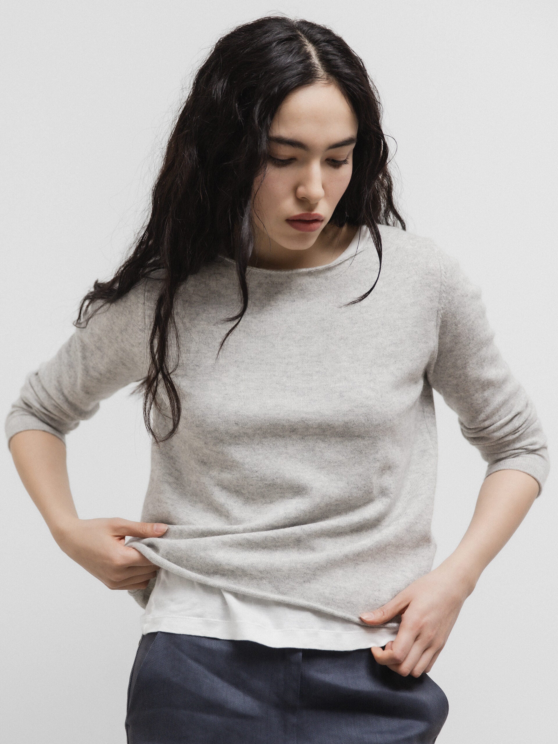 ALLUDE Feinstrickpullover aus Baumwolle Damen (81 SILBER MEL)