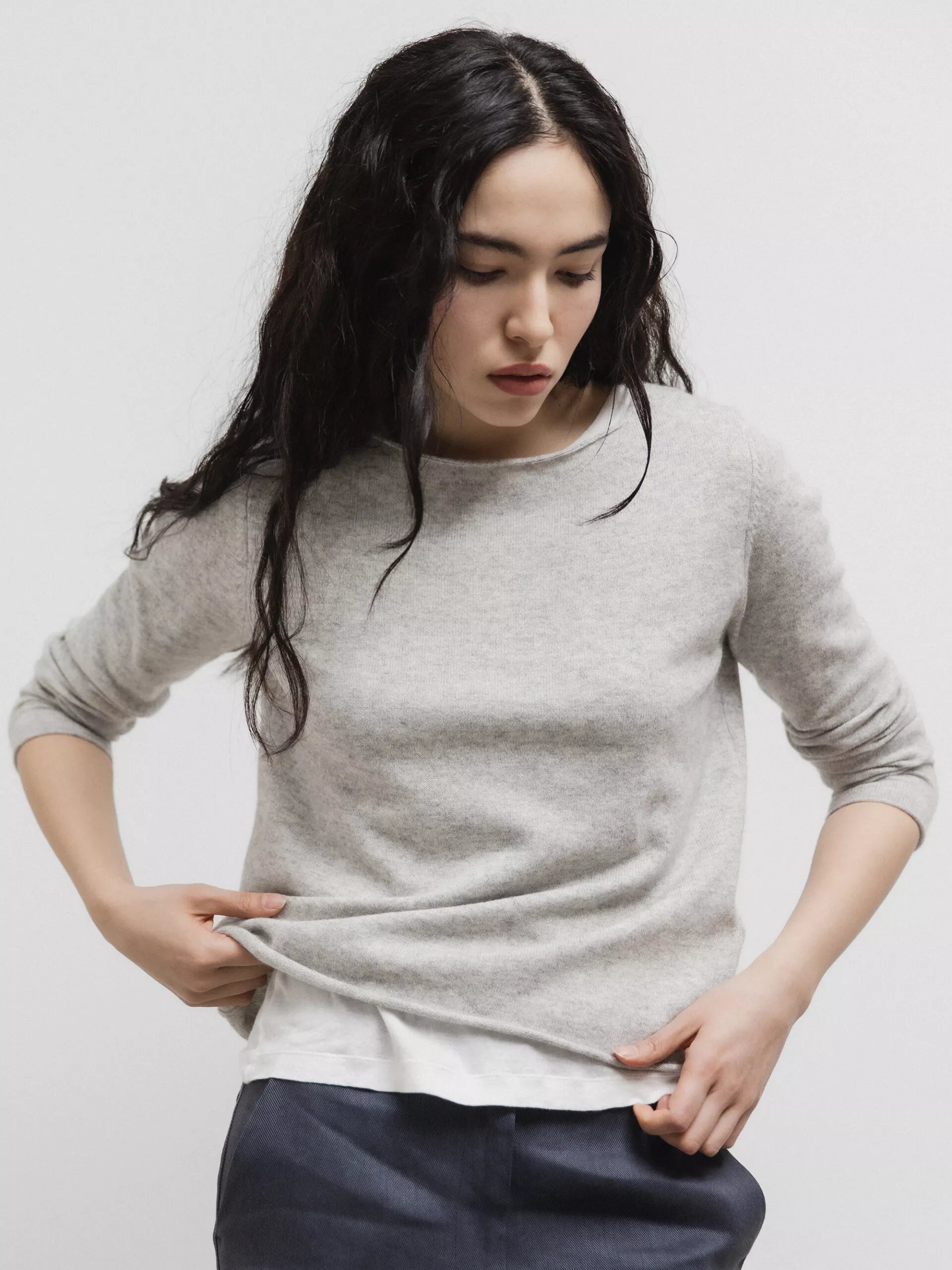 ALLUDE Feinstrickpullover aus Baumwolle Damen (81 SILBER MEL)