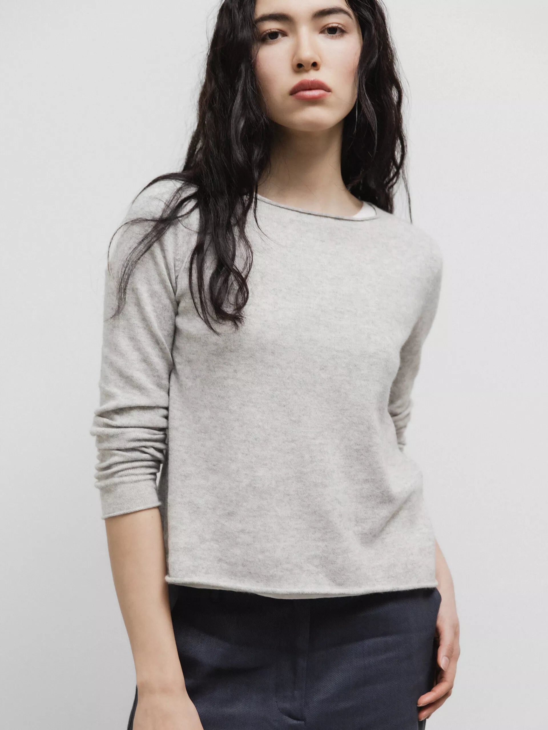 ALLUDE Feinstrickpullover aus Baumwolle Damen (81 SILBER MEL)