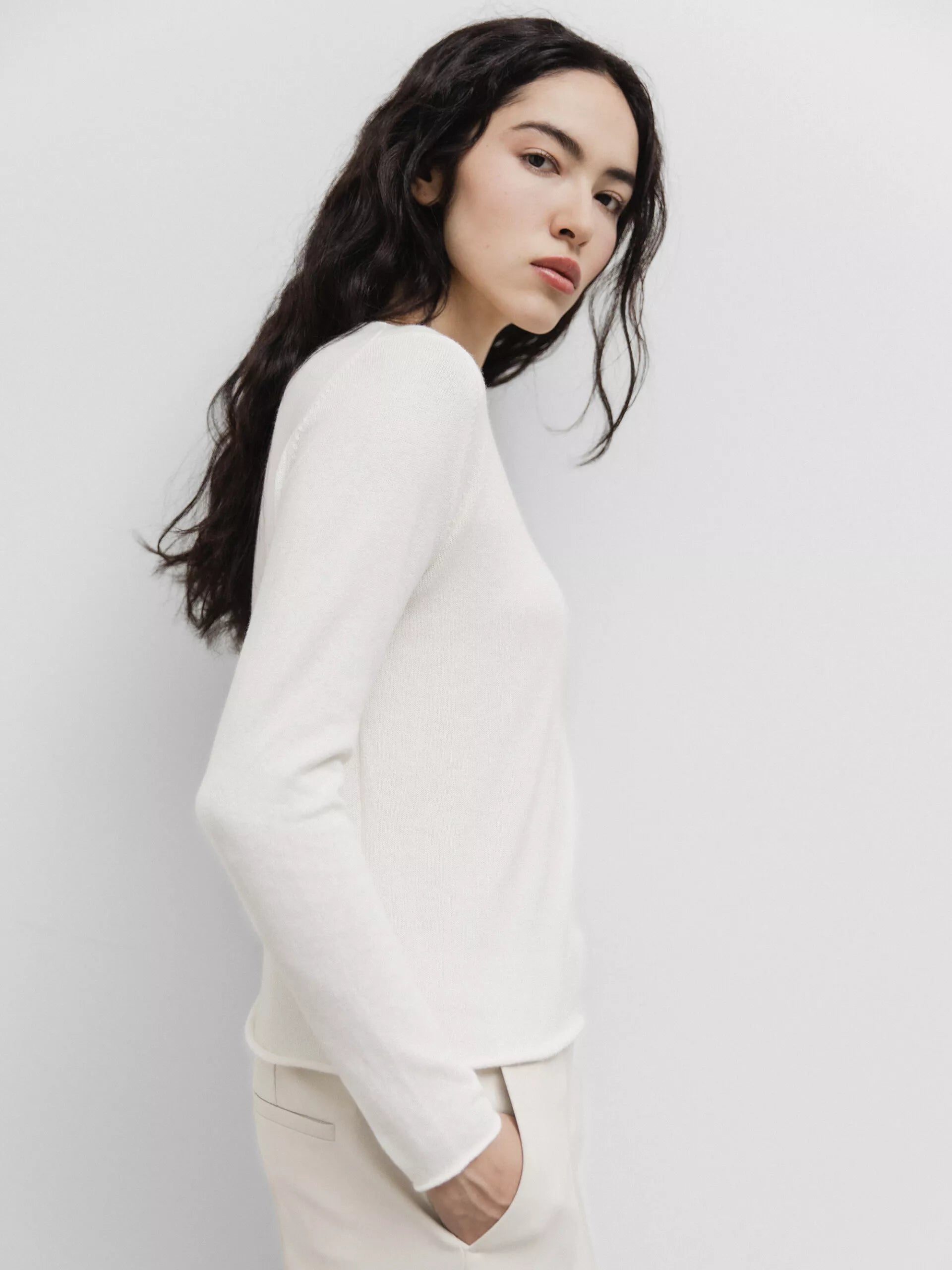 ALLUDE Feinstrickpullover aus Baumwolle Damen (40 OFF WHITE)