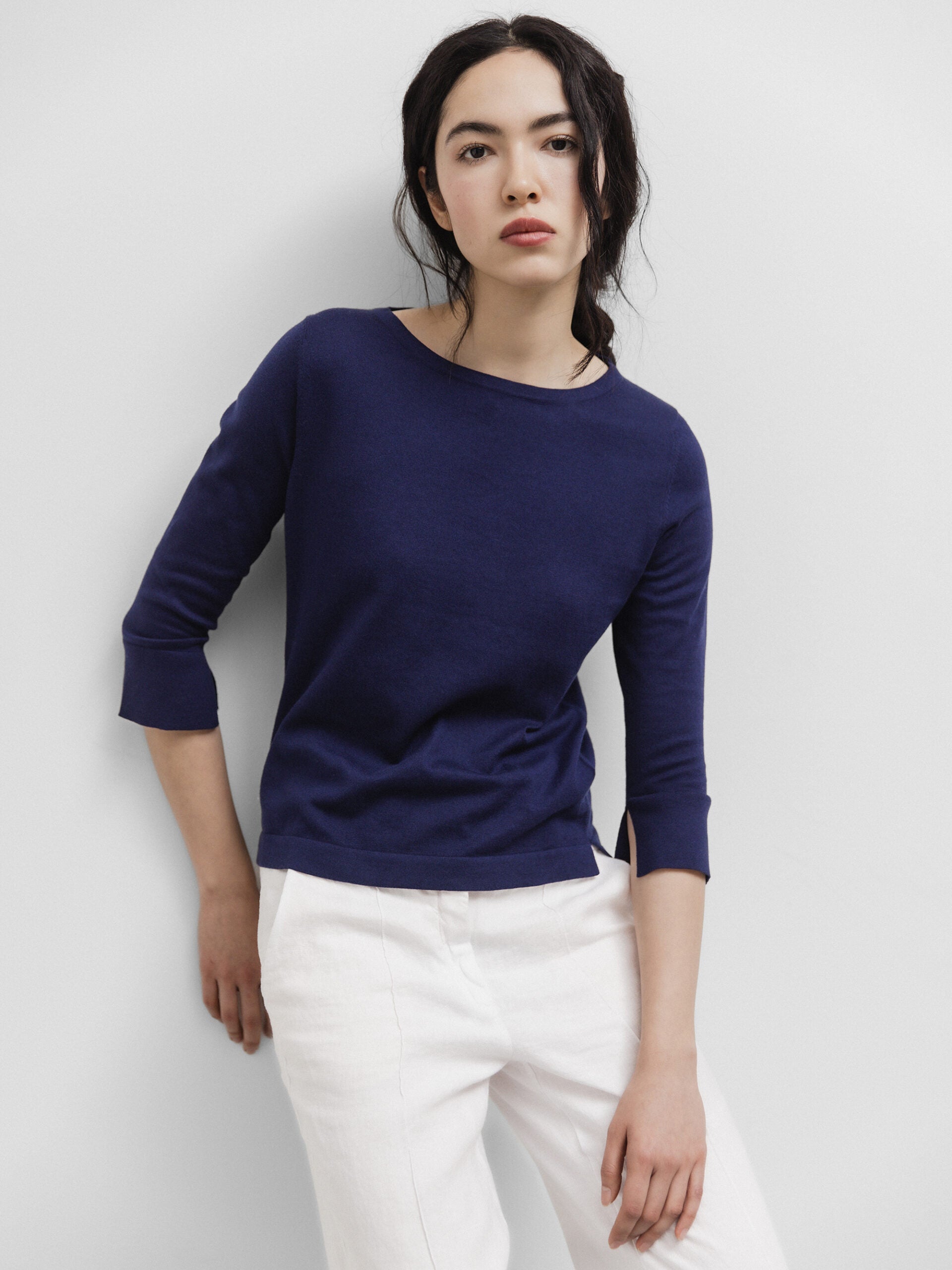 ALLUDE Feinstrickpullover Damen (14 NAVY)