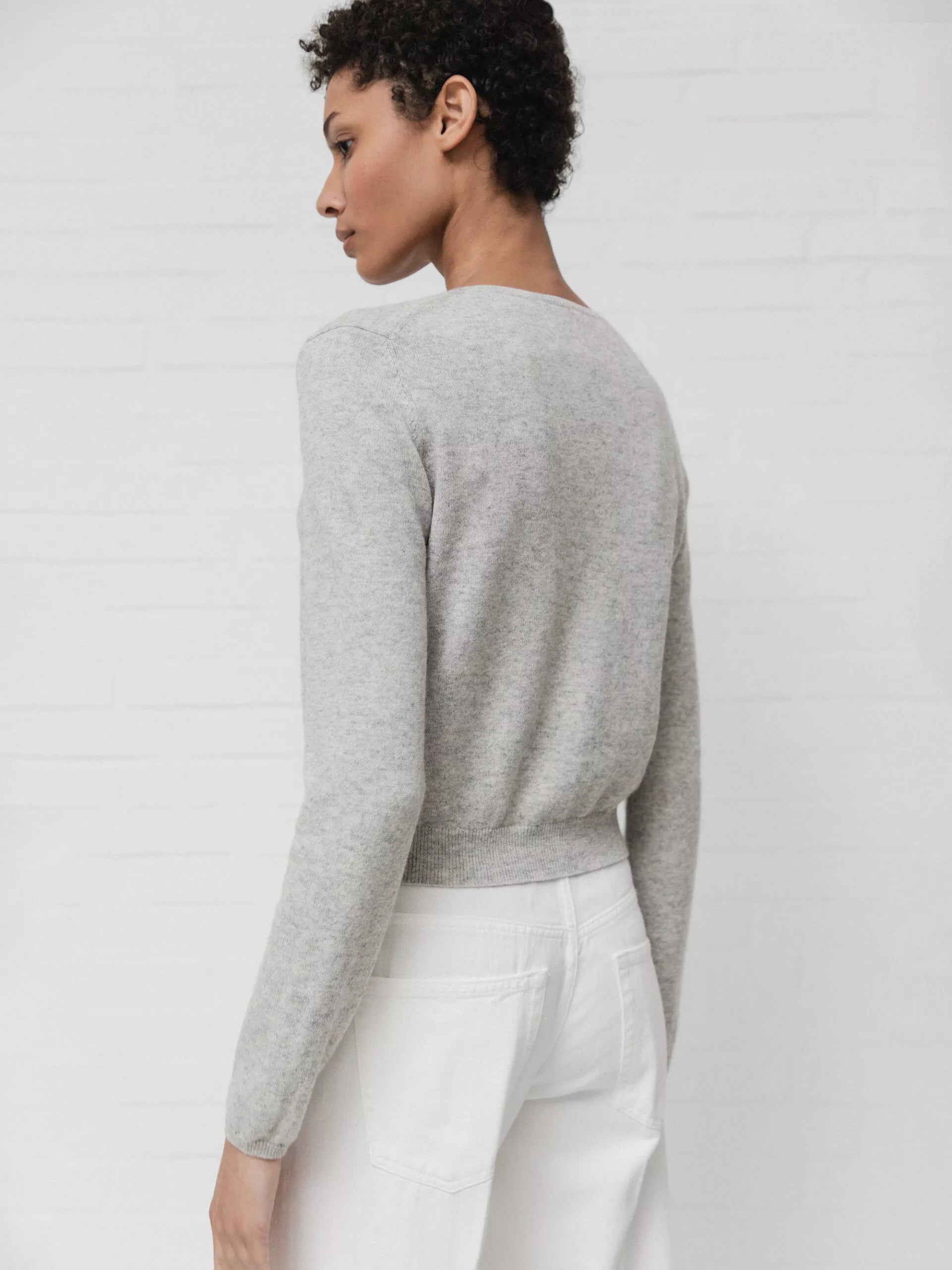 ALLUDE Kurze Strickjacke Damen (81 SILBER MEL)