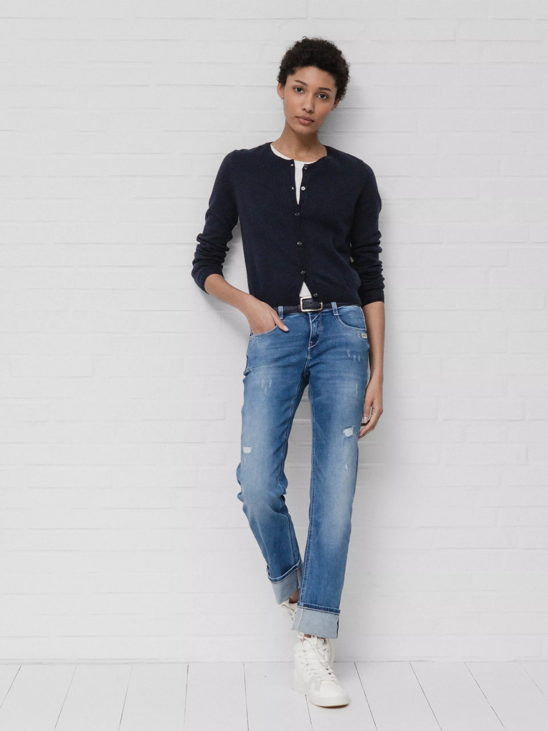 ALLUDE Kurze Strickjacke Damen (14 NAVY)